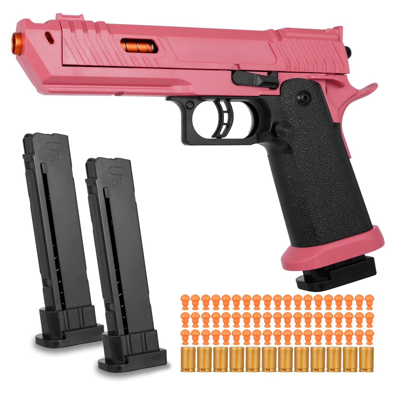 Soft Bullet Toy Gun Shell Ejecting with 120 Bullets, Rapid-fire Realistic Toy Gun for Boys, Shooting Game Toy Pistol Model Gun, Christmas Birthday Gifts for Boys Girls Age 6+ (Red)