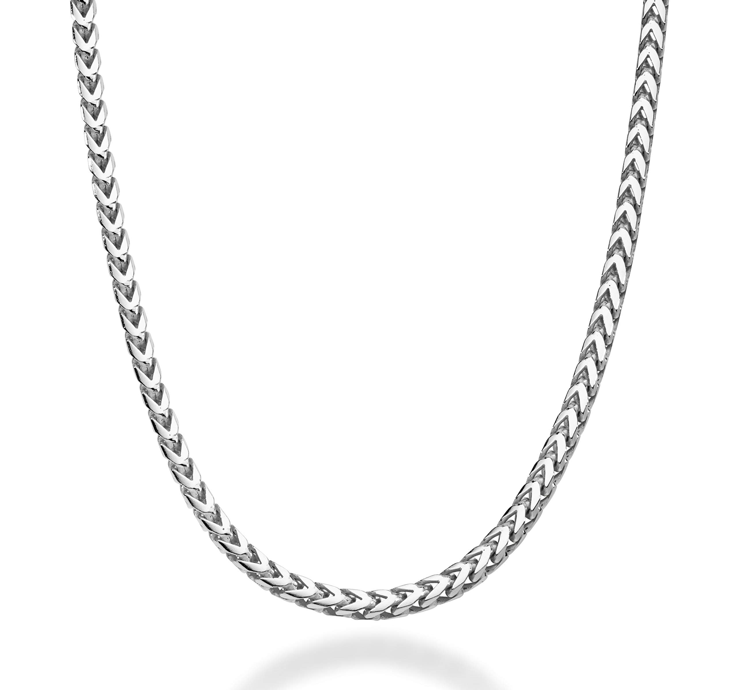 Miabella Sterling Silver Italian 2.5mm Solid Diamond-Cut Braided Franco Chain Necklace Bracelet for Men Women 925 Italy 7, 8, 16, 18, 20, 22, 24, 26, 30 Inch (7.00)