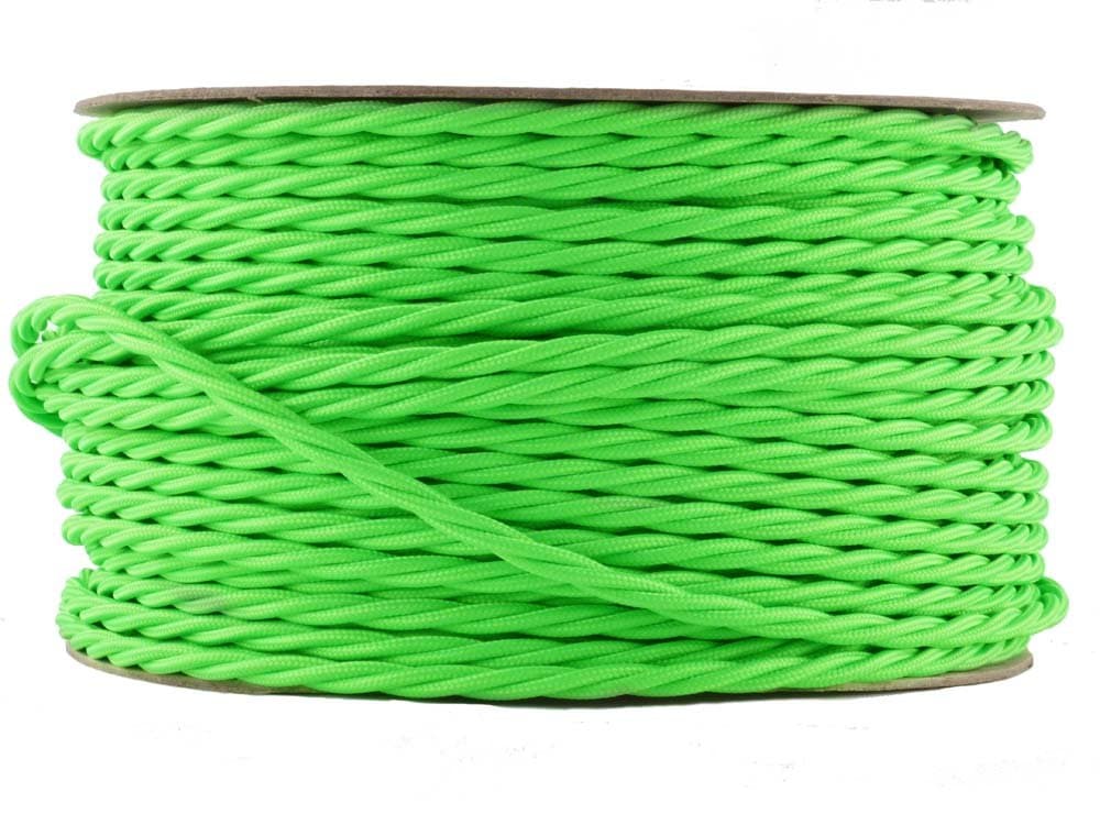 Neon Green Braided Cable | Coloured Flex | 3 Core Twist