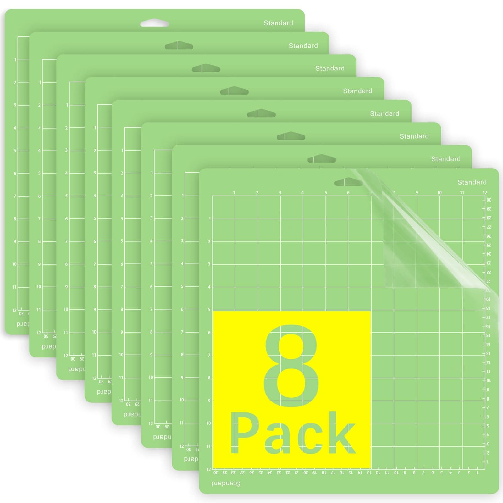 Gwybkq Cutting Mat, Compatible With Cricut Explore One/Air/Air 2/Maker 8 Pack 12x12 Inch Standard Green Grip Adhesive Sticky Non-Slip Durable Mat Cut Mats Replacement Accessories