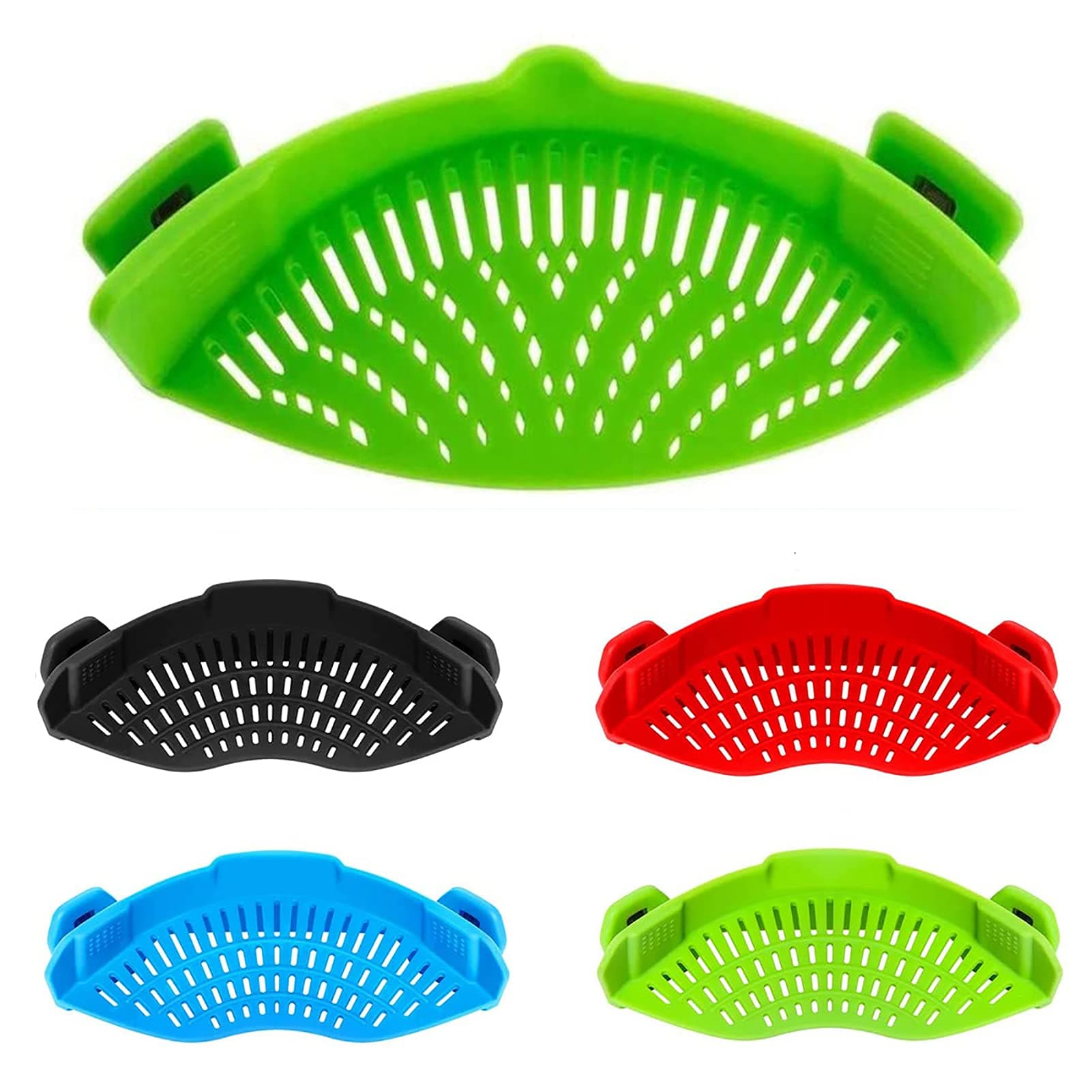 Snap Strainer, Clip on Strainer for Pots Pans, Hands-free Clip-on Heat Resistant Silicone Colander Pour Spout for Pasta Vegetable Noodles, Colander and Sieve Snaps On Pots Bowls Pans