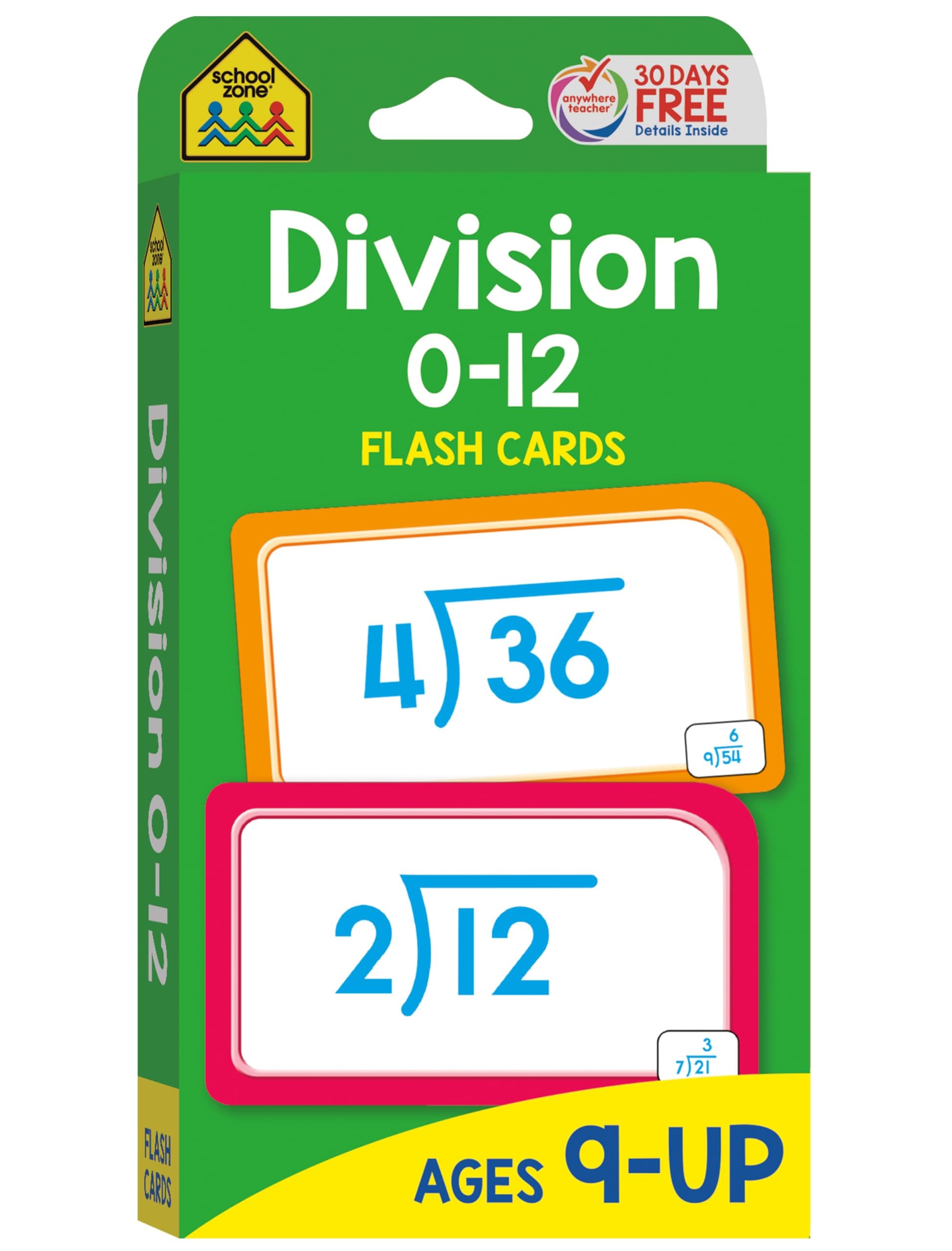School Zone Division 0-12 Flash Cards: 56 Cards, 3rd Grade, 4th Grade, Math Equations, Elementary Math, Division Practice, Dividends, Numbers 0-12, Ages 9+