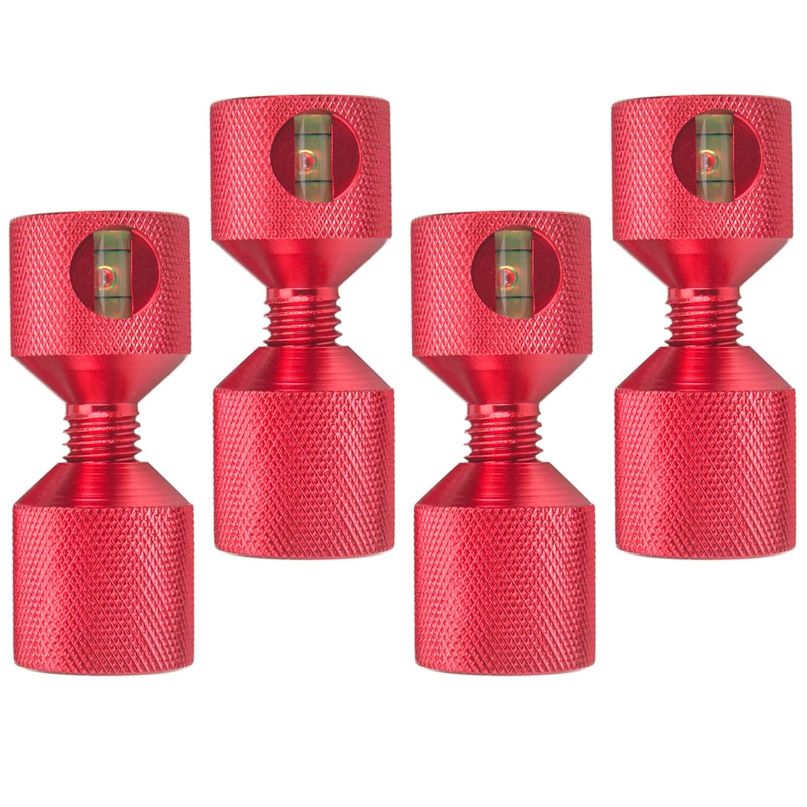 CNRAQR 1-1/8" Two Hole Pins Built-in level 6061 Aluminum 2 Hole Flange Alignment Pin with Anodized Oxide Red Finish 4Pcs