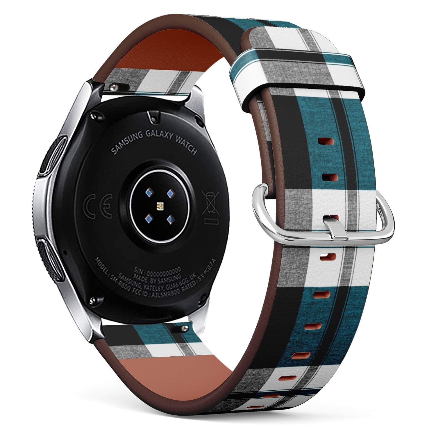 S-Type Quick Release Leather Bracelet Watch Band Strap Replacement Wristband 20mm Watch Band - Traditional Checkered Fabric Texture Tartan Plaid Pattern