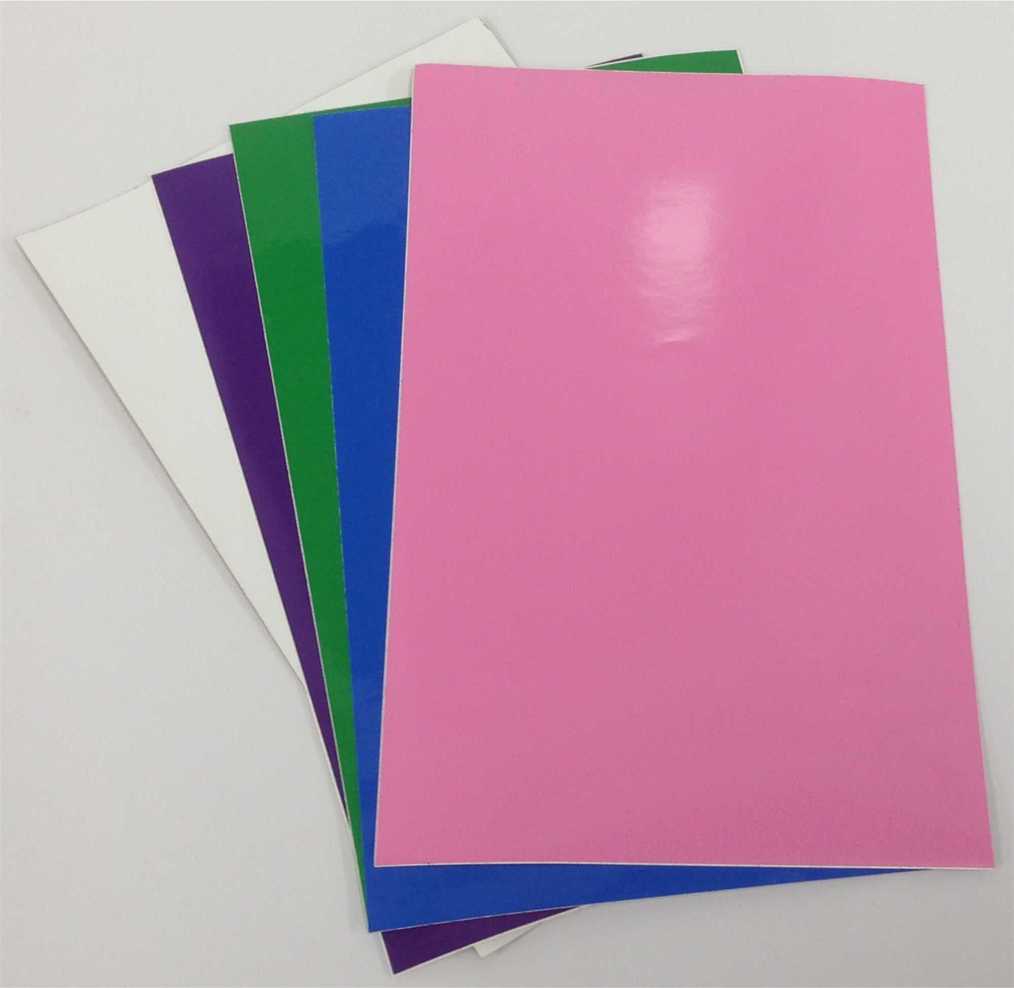 Dry Erase Magnet Sheets - 9" X 12" - 1 Sheet of White, Purple, Green, Blue and Pink