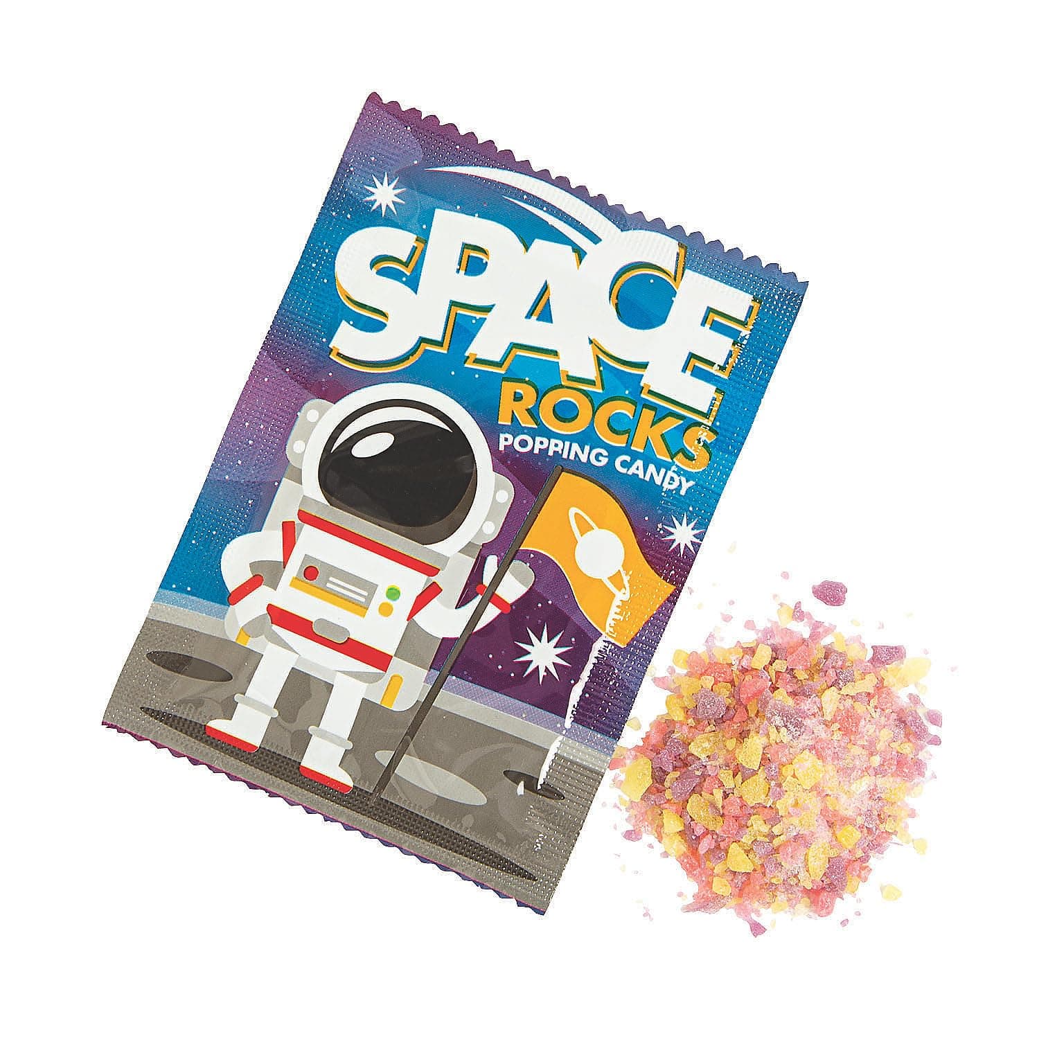 Fun Express Pop Rocks Space Rock Candy Bulk 36 Pack - Popping Candy Individually Wrapped for Party Favors, Pinata Candy & Goodie Bags | Blue Candy Mini Packs for Kids Birthday