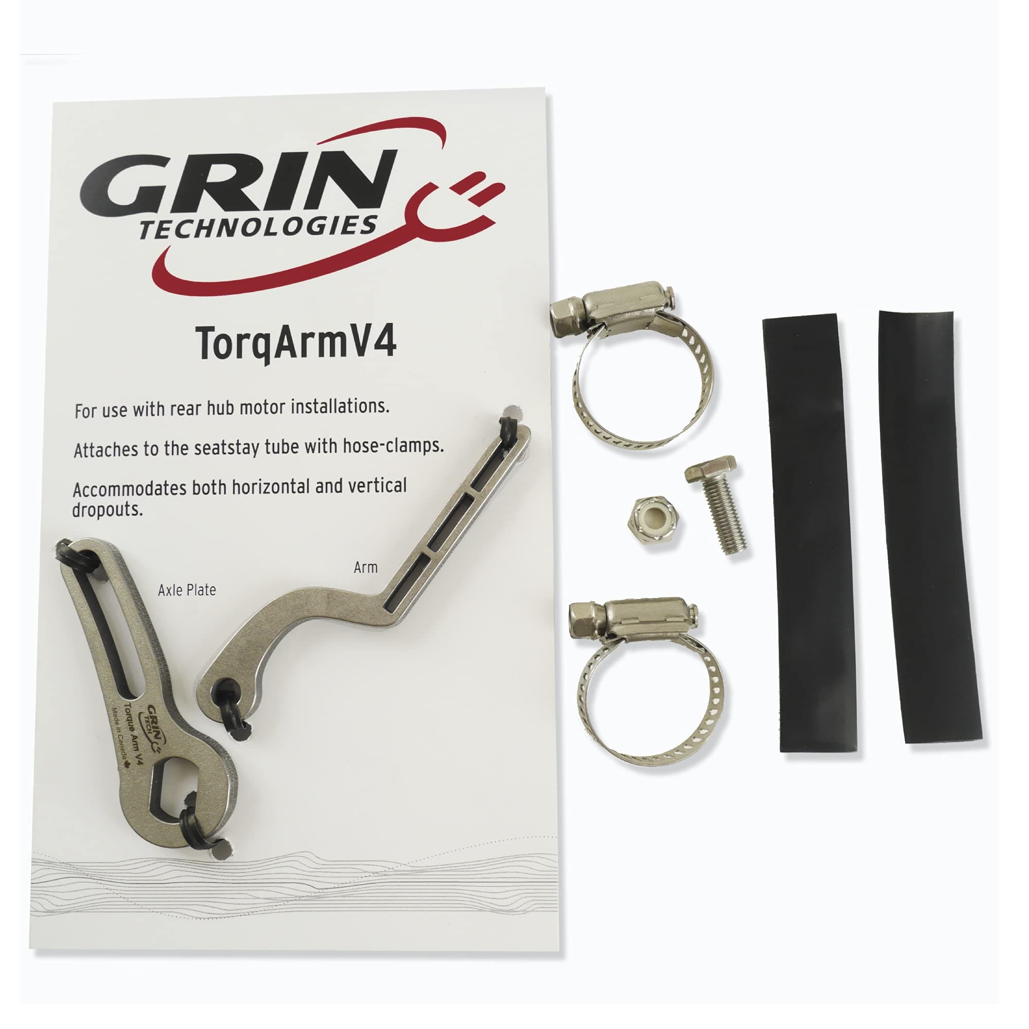 Grin TechnologiesUniversal REAR Ebike Torque Arm, Thick 1/4 inch Stainless Steel. Protects Ebikes from Axle Spinout