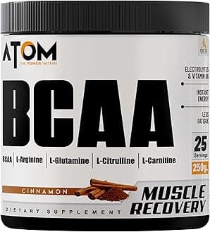 Asitis Nutrition Atom Bcaa Powder 250G With L-Arginine, L-Carnitine, L-Citrulline For Energy Burst & Athletic Performance, Cinnamon