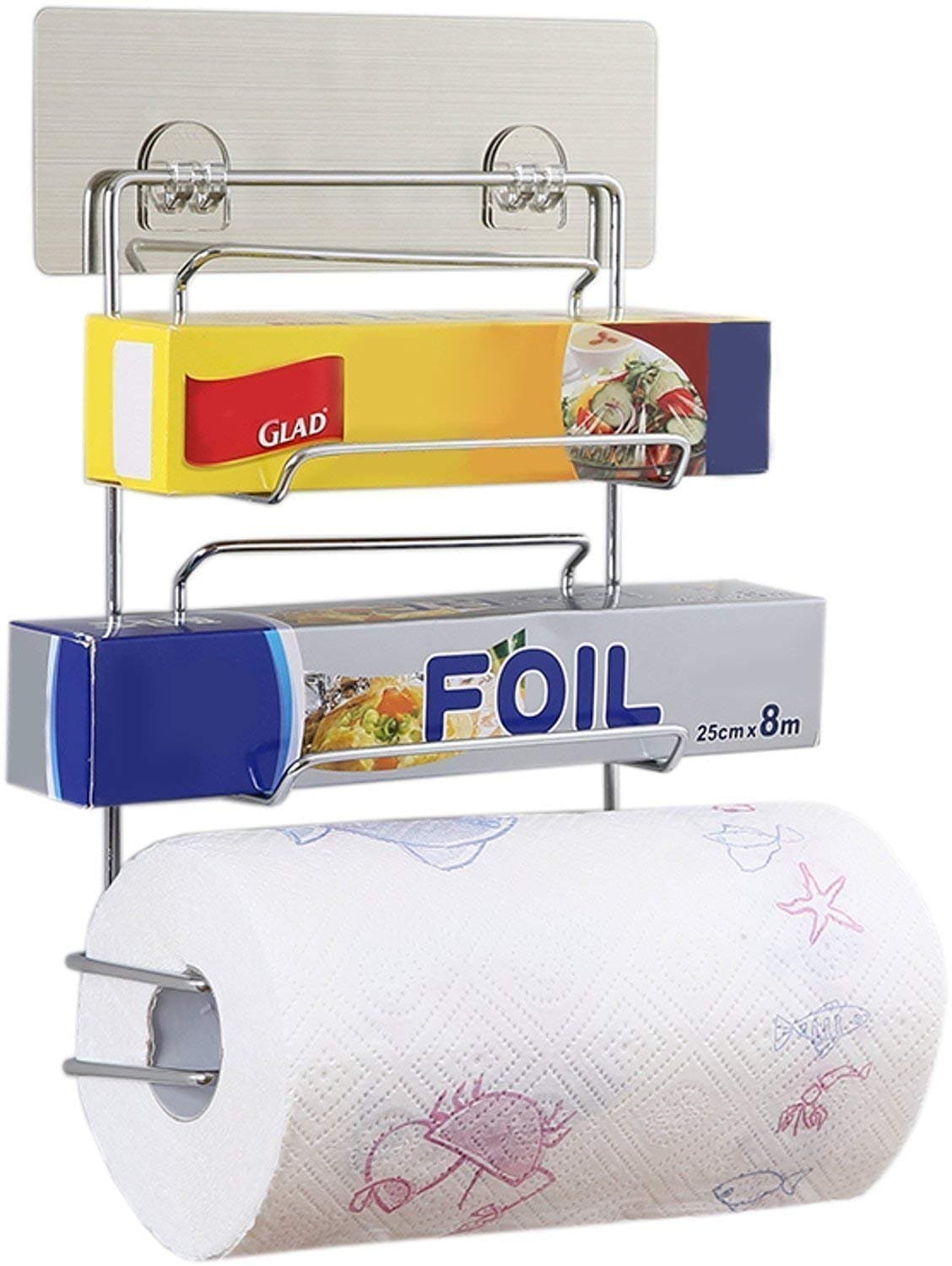 SUPO Wall Mounted Tissue Roll Holder for Kitchen Foil Paper Holder Food Wrap Roll Holder Kitchen Accessories