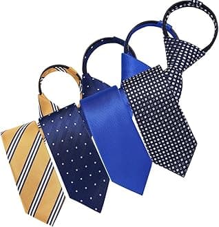 Pre-tied Adjustable Zipper Skinny necktie,2.35inch Clip on Slim Ties for men or boys (1 Pack & 4 Packs for option)