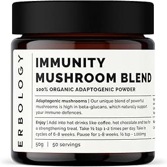 Organic Immunity Mushroom Complex 50 Servings - High in Beta-glucans - Reishi, Cordyceps, Lion's Mane, Turkey Tail - Sustainably Grown in Europe - Vegan - Non-GMO - No Added Fillers