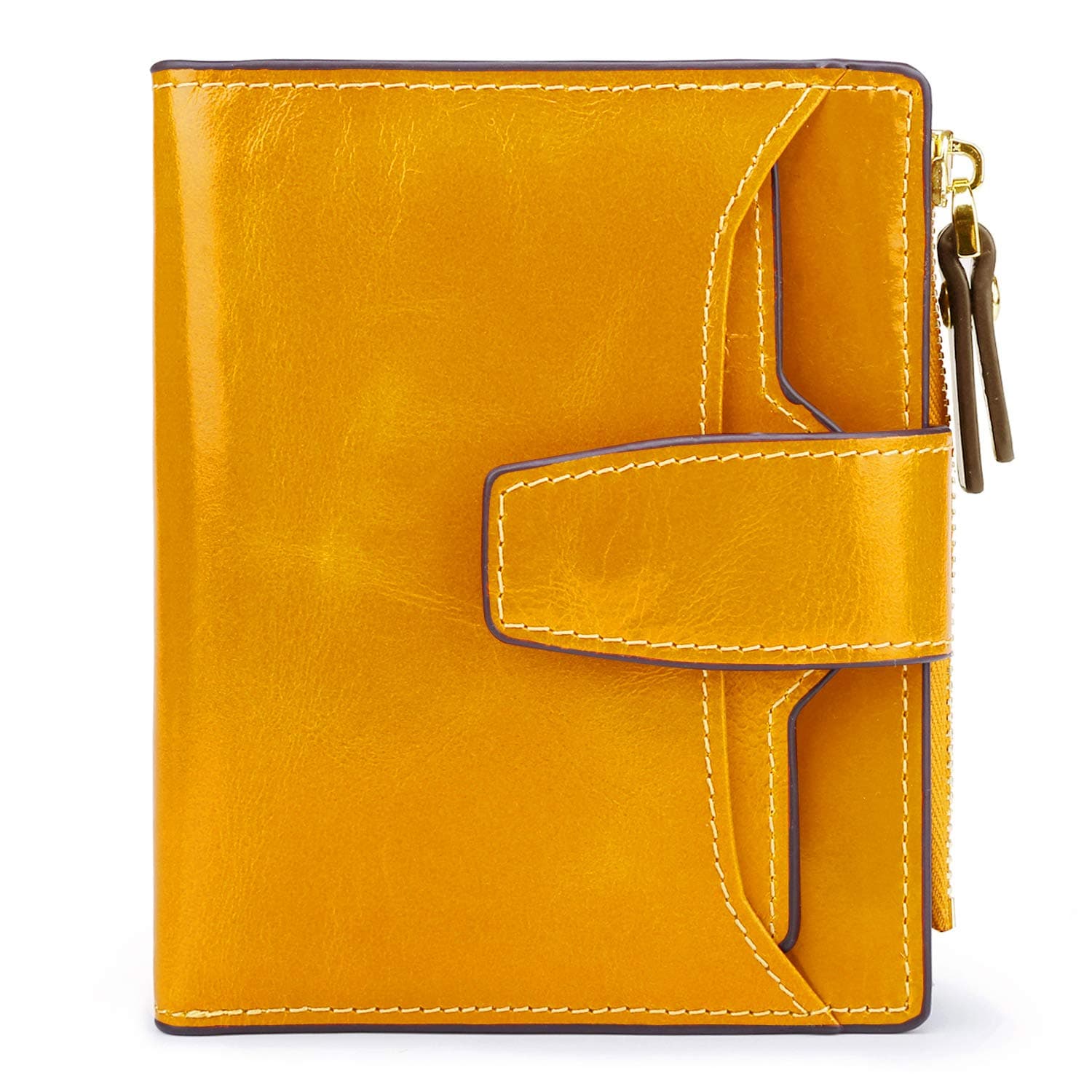 AINIMOERWomen's RFID Blocking Leather Small Compact Bi-fold Zipper Pocket Wallet Card Case Purse with id Window