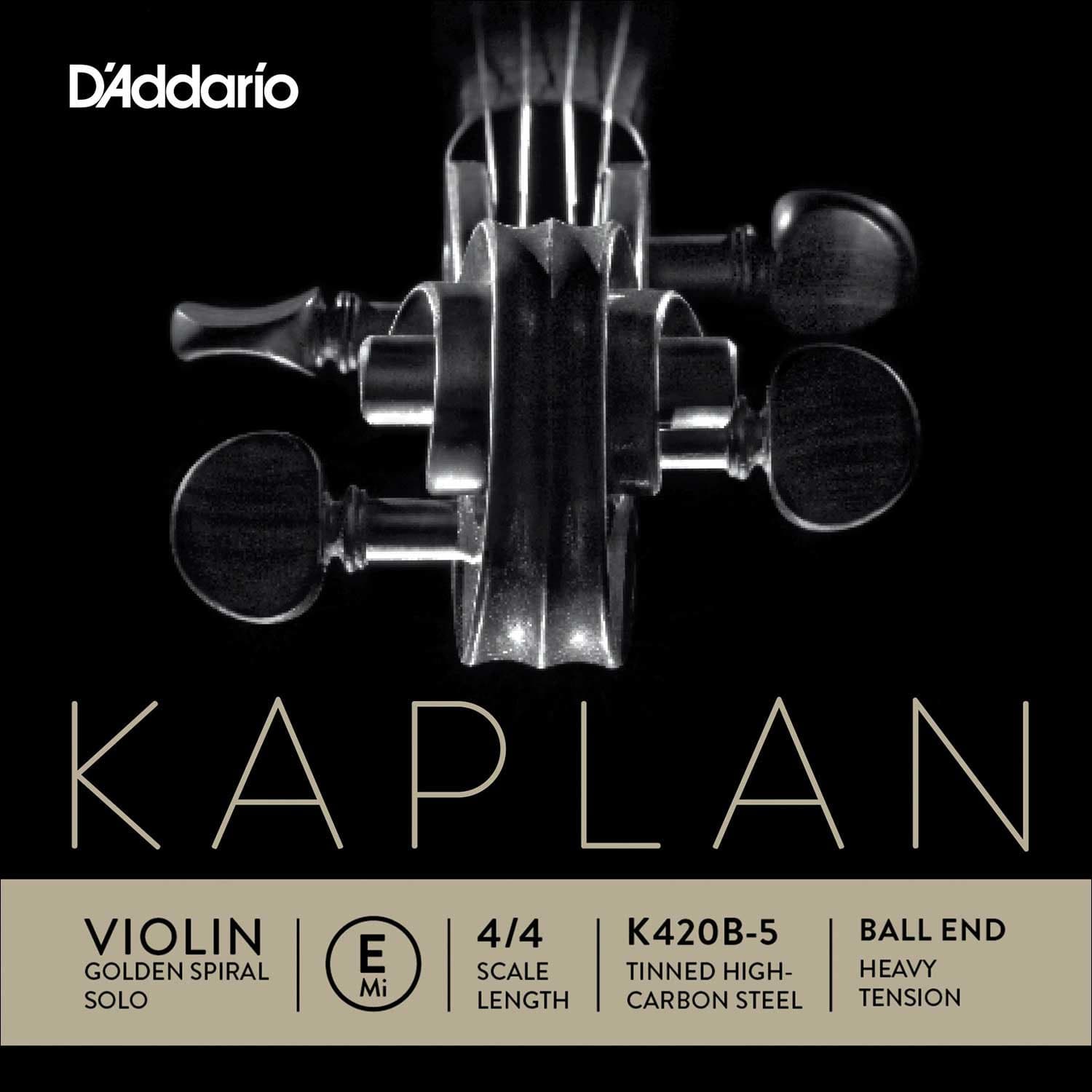 D'Addario Kaplan Golden Spiral Solo 4/4 Violin E String - Heavy Gauge - Steel - Ball-End