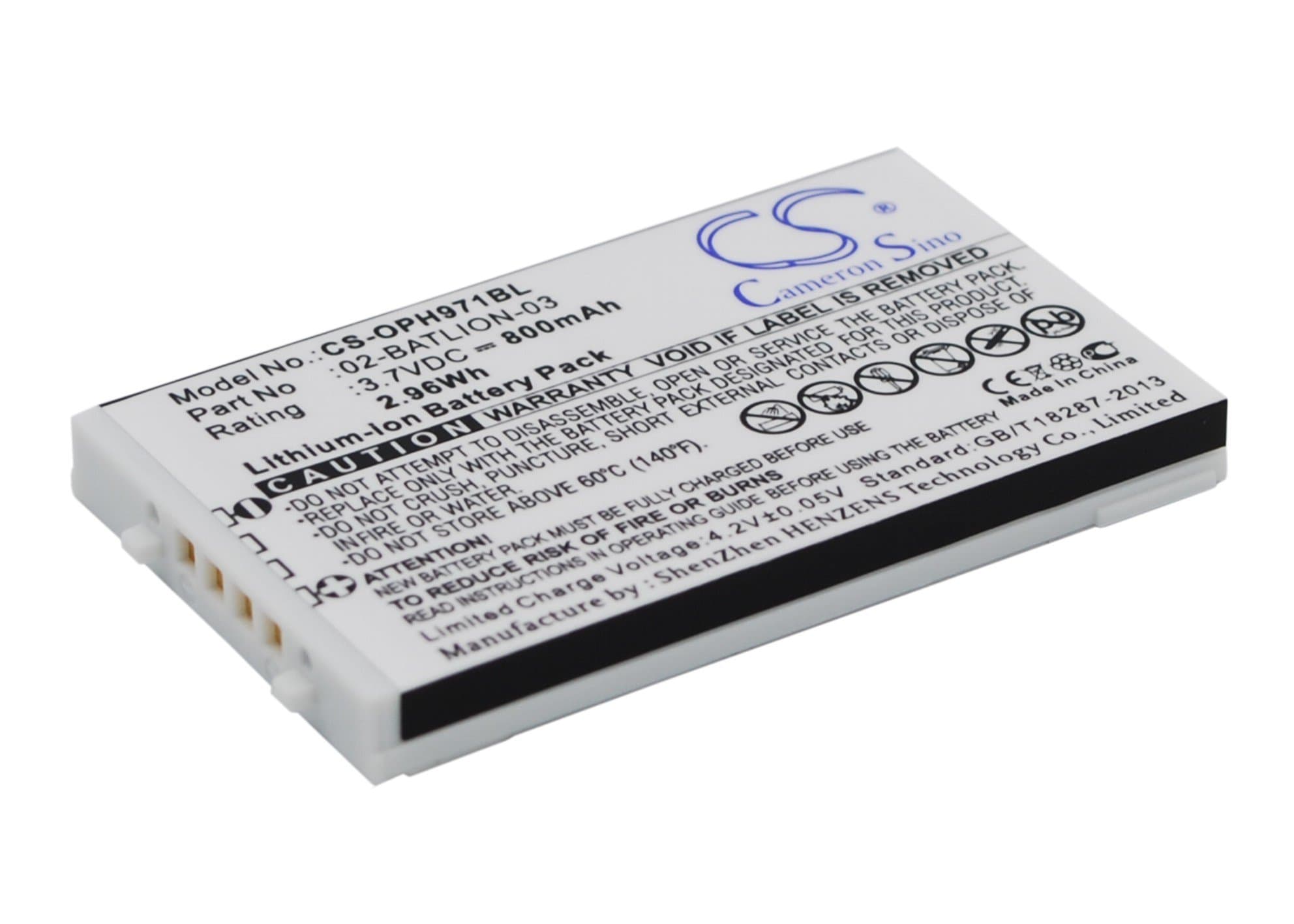 Battery for Opticon OPL-9728 Replacement for P/N 02-BATLION-03, 11267, ORBLIOP0012