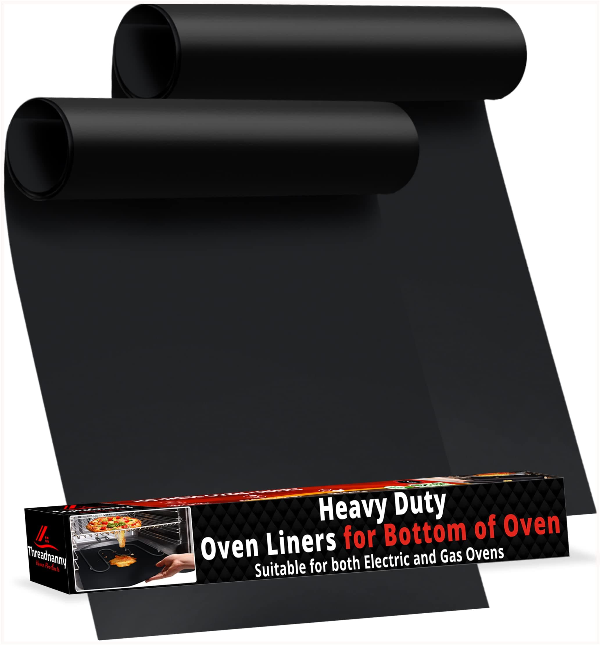 2 Pack Large Thick Heavy Duty Teflon Oven Liners Mat, 17"x 25" BPA and PFOA Free, for Electric Gas Microwave Ovens Charcoal or Gas Grills