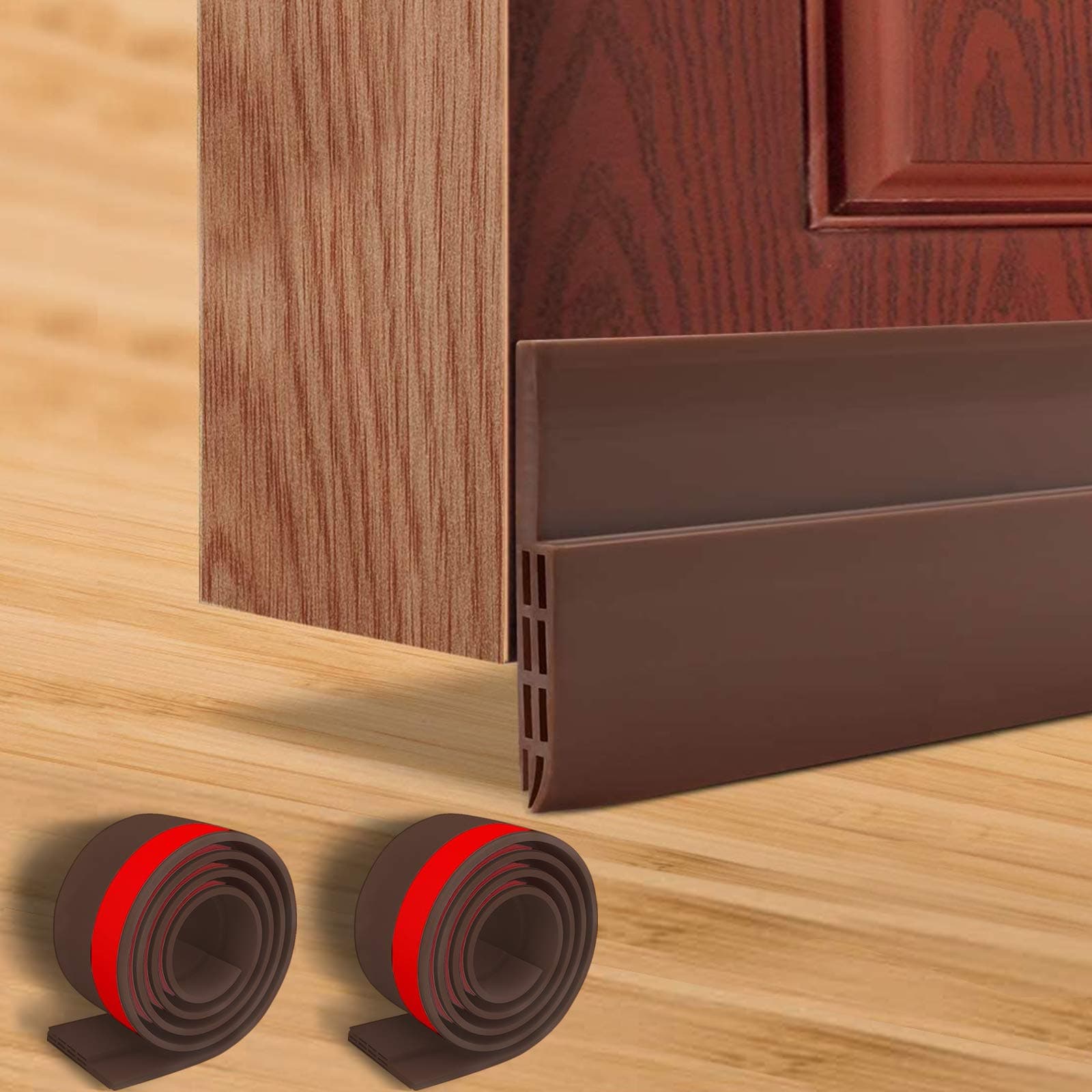 2 Pack Brown Door Draft Excluder Strip