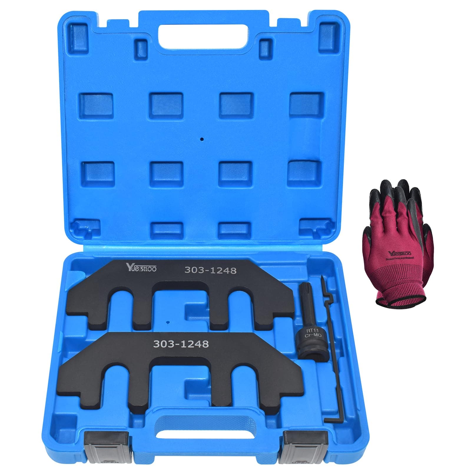 Camshaft Holding Tool Kit with Tension Tool, Timing Alignment Holder Tool Compatible with Ford 3.5L & 3.7L 4V Engines, 3.5 EcoBoost, Replace 303-1248 303-1530 RT11, with Case and Gloves