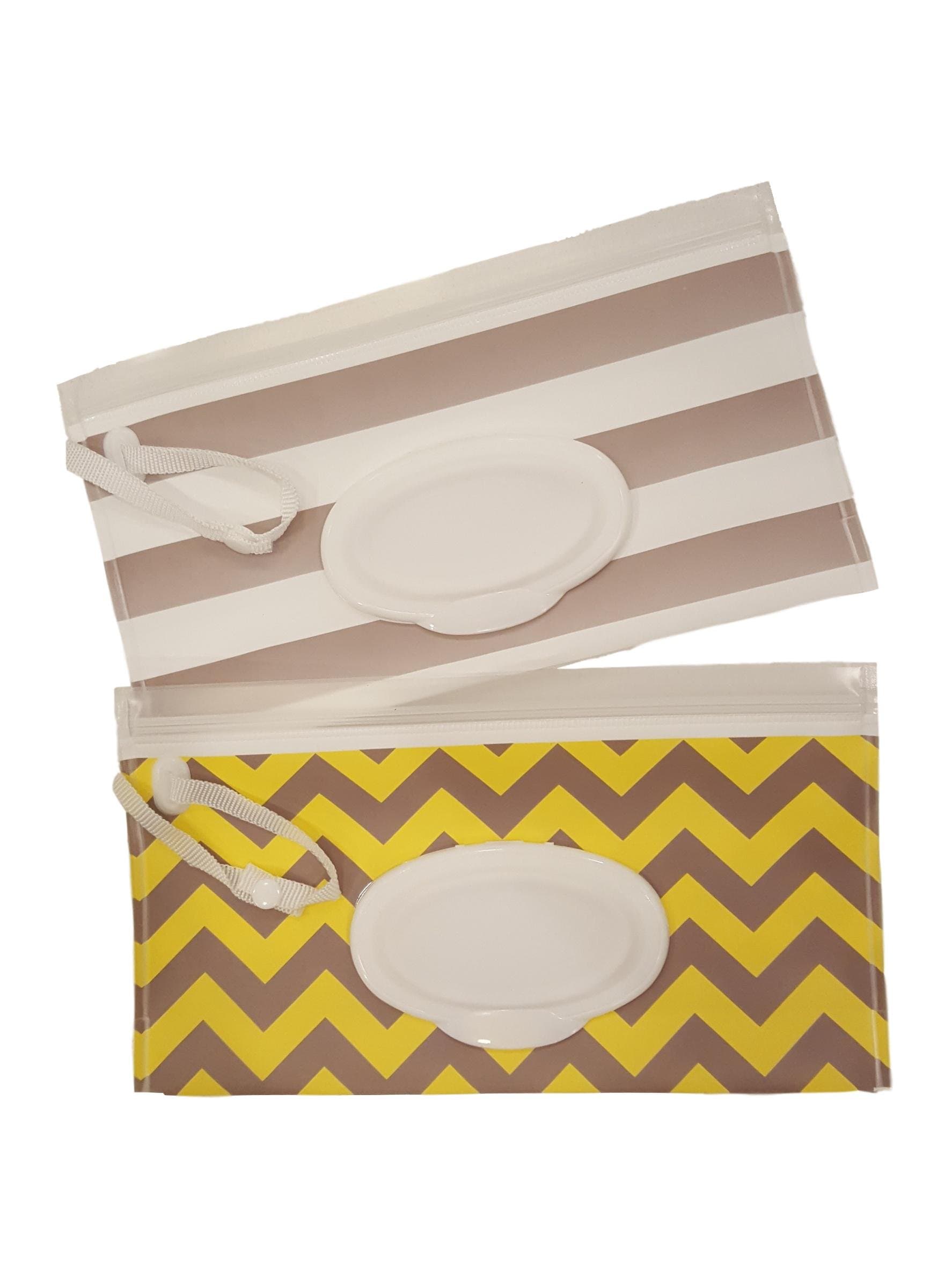Little Stinker 2 Pack Baby Wipe Case Holder - Keeps Wipes Moist - Premium Wetwipe Cases - 1 White 1 Yellow