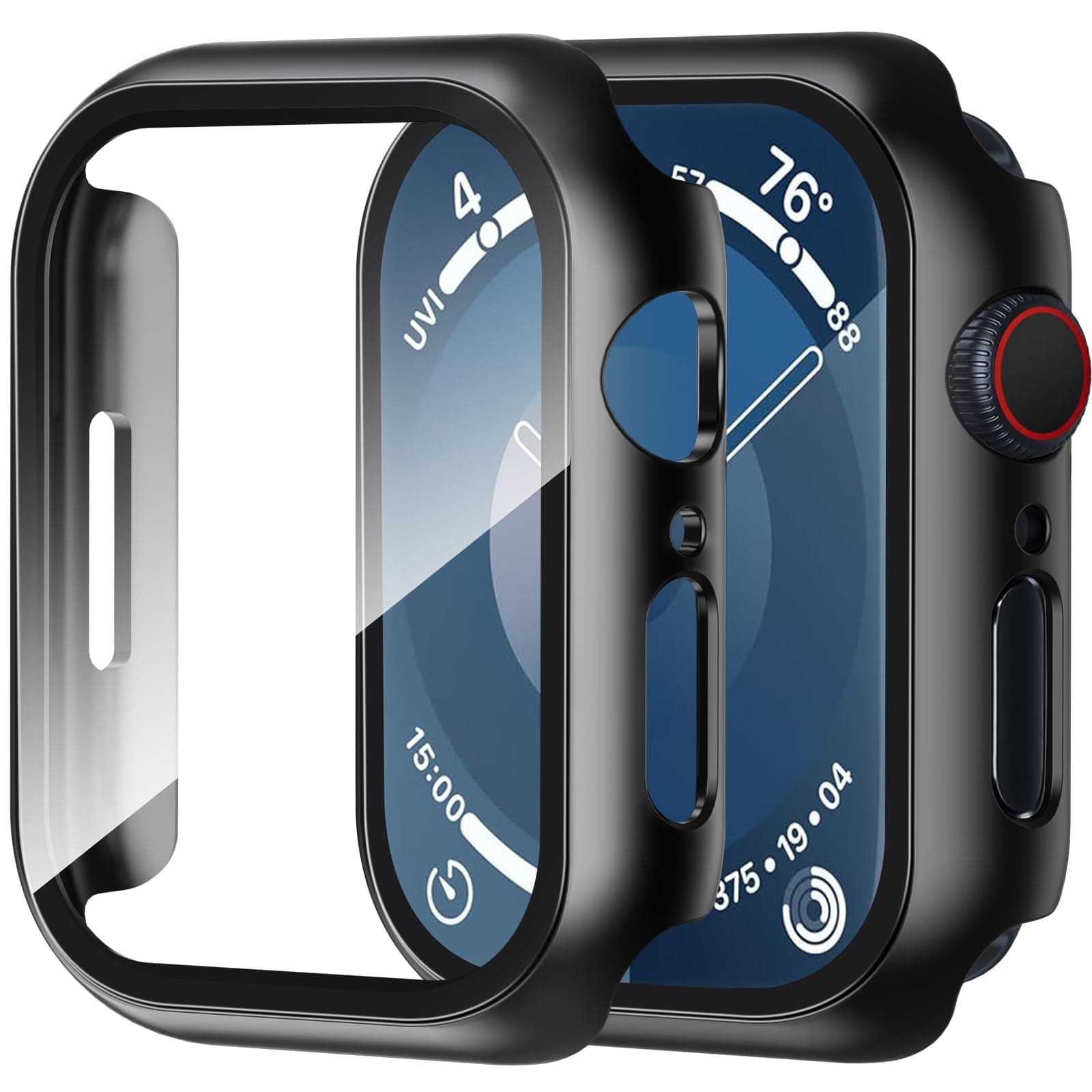 Smiling 2 Pack Case Built in Tempered Glass Screen Protector Compatible with Apple Watch SE 2 (2024)/SE/Series 6/Series 5/Series 4 40mm, Hard PC Case Overall Protective Cover- Black