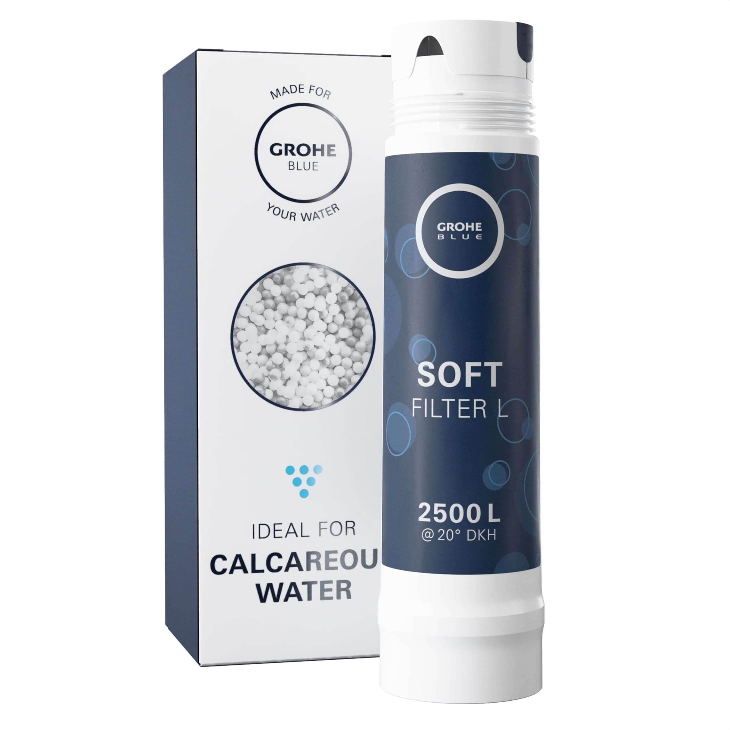 GROHE Blue Filter – Replacement (Excluding Home) and GROHE Red Water Systems for Fresh Filtered Water, Reduces Limescale and Heavy Metals, Capacity 2500 L, 40412001