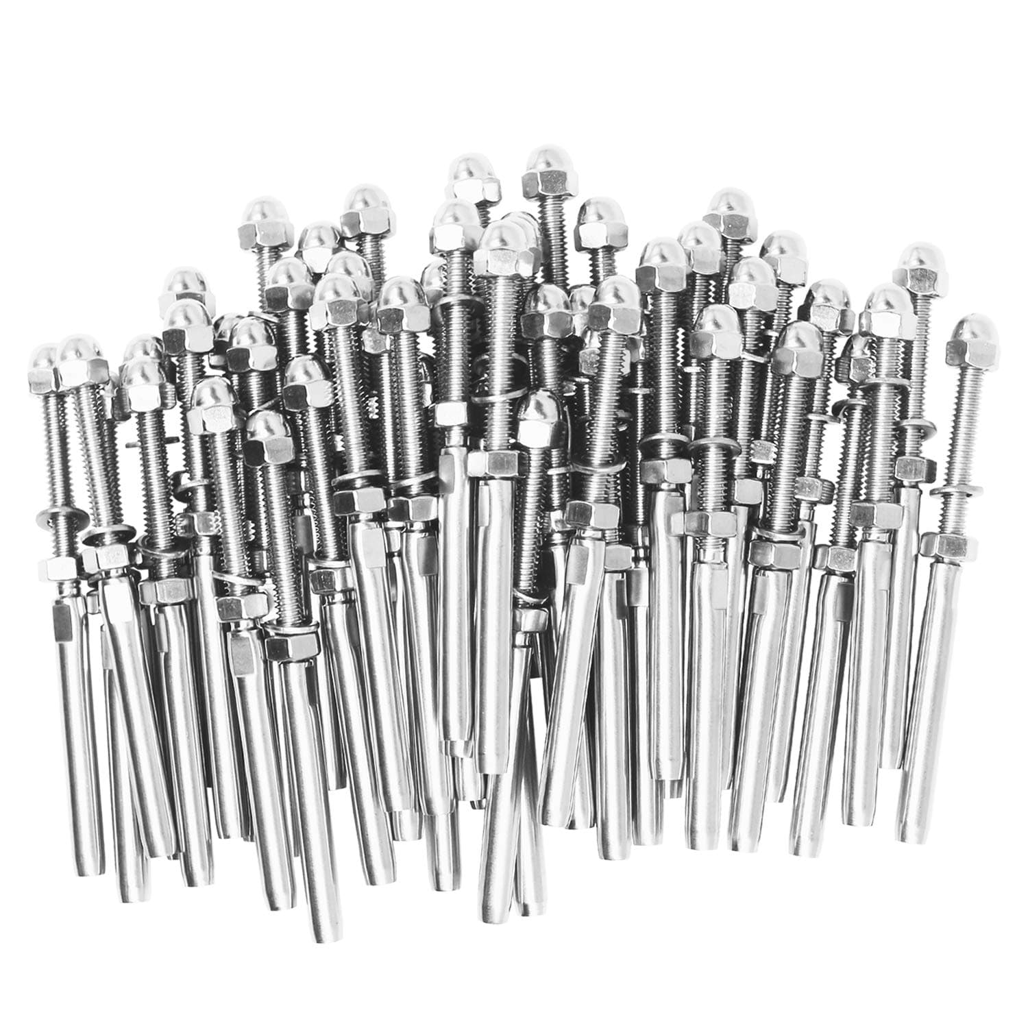 BLIKA 50 Pack Cable Railing End Fitting Terminal, Stud End Fitting, Right Hand Swage for 3/16" Cable Deck Railing, Hand Rail T316 Stainless Steel Marine Grade