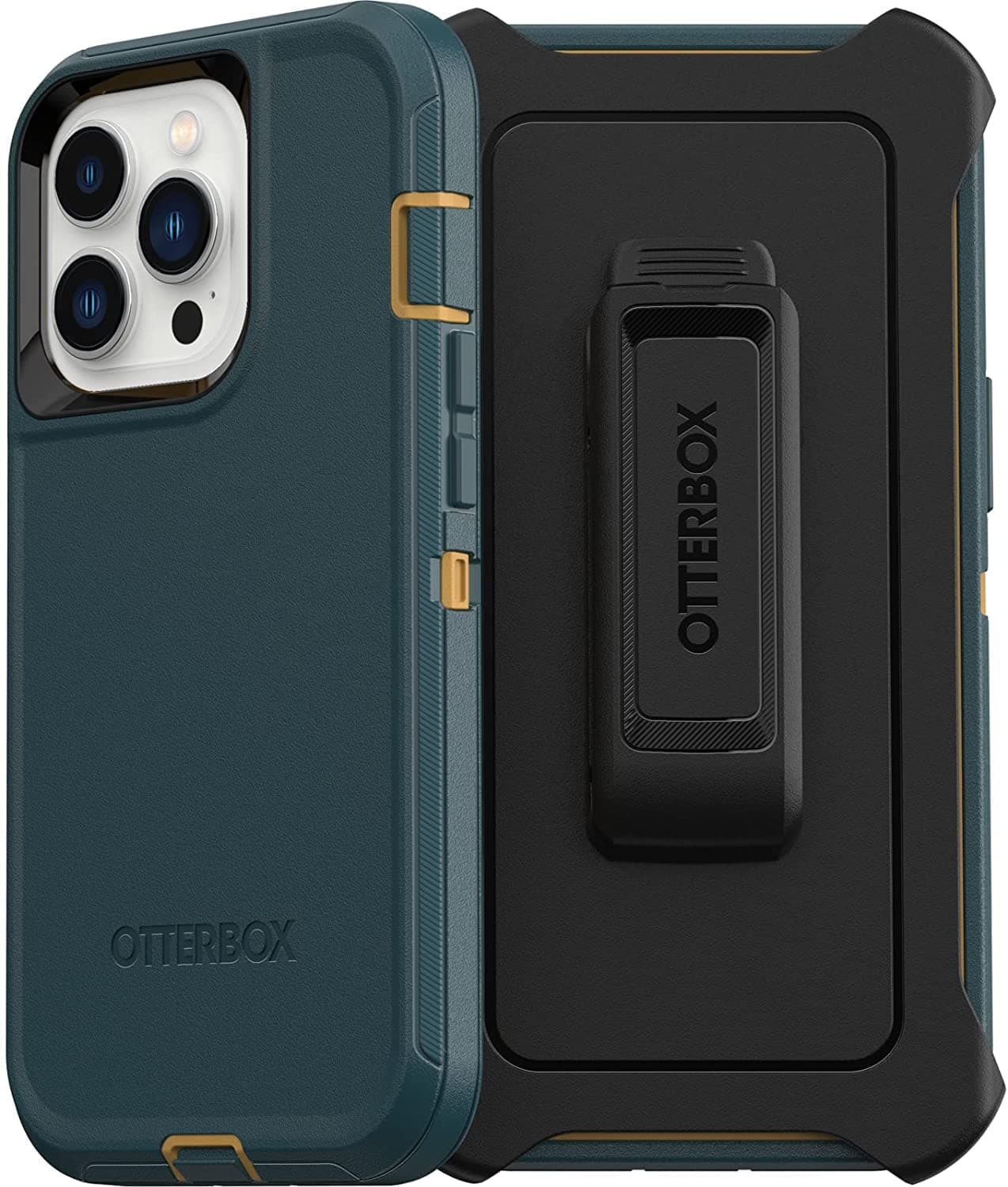 OtterBox iPhone 13 Pro (ONLY) Defender Series Case - Hunter Green, Rugged & Durable, with Port Protection, Includes Holster Clip Kickstand