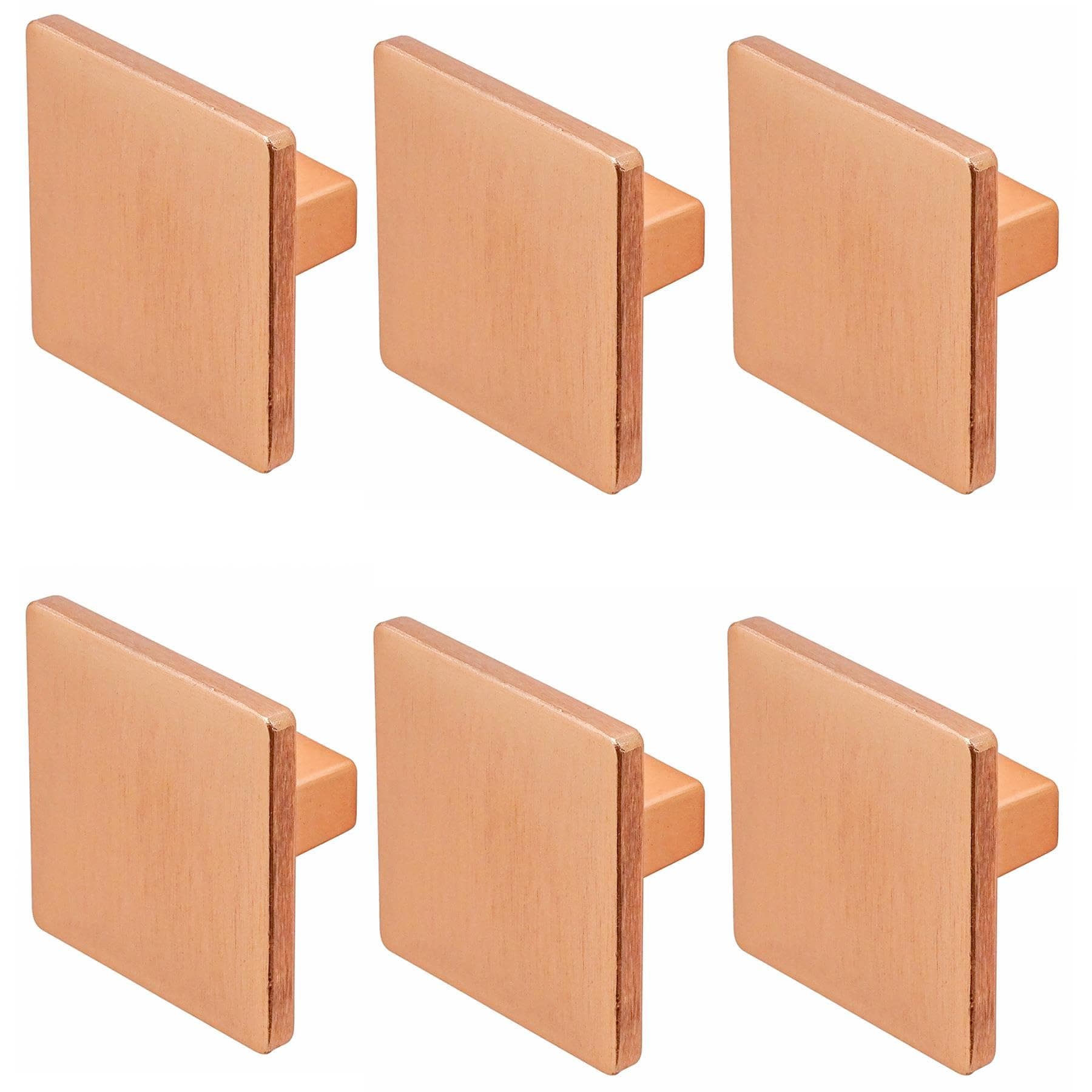 Decoranddecor Calla Square Cabinet Knob Door Pull Handle Kitchen Cupboard Furniture Drawer (6 Pack, Matt Rose)