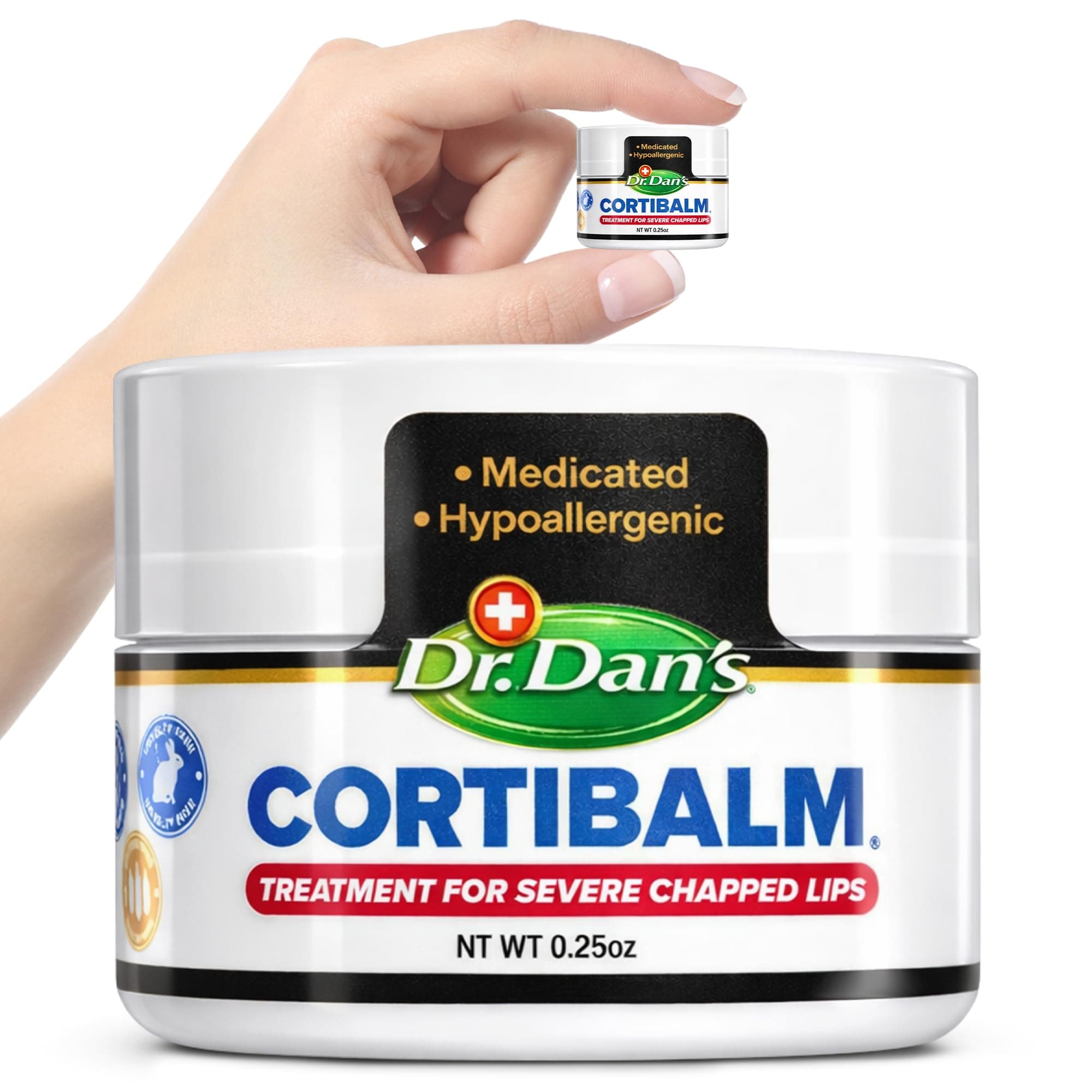 Cortibalm Jar - 1 Pack - for Dry Cracked Lips - Healing Lip Balm Jar for Severely Chapped Lips - Designed for Men, Women and Children -