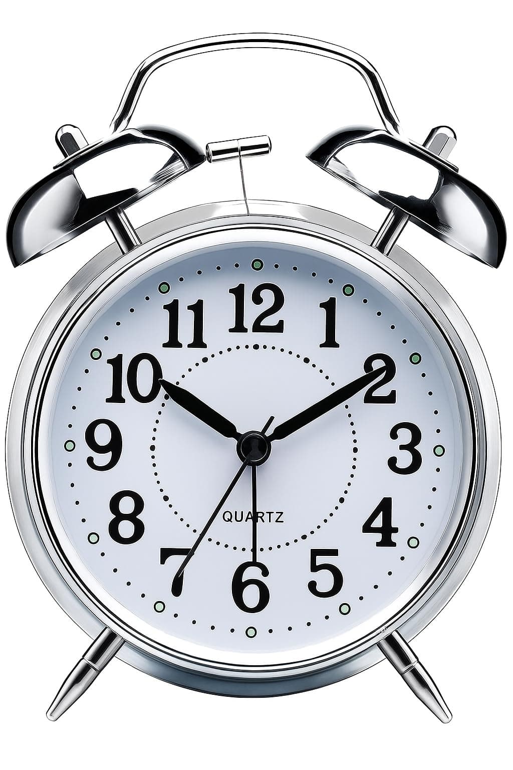Table Clock Retro Twin Bell Metal Frame Alarm Clock with Night Backlight Function and Silent Motion, High Volume Bedside Luminous Alarm for Students Bedroom/Office (Silver Vintage)