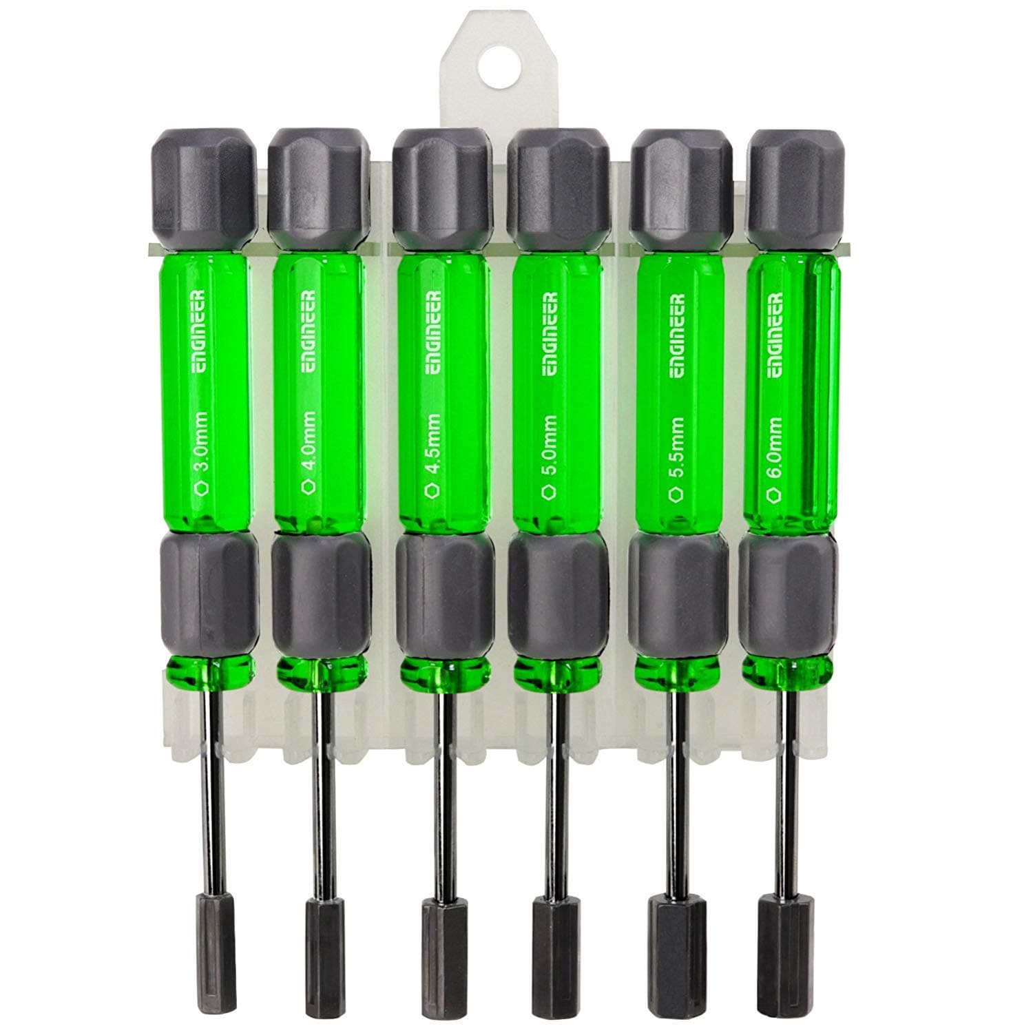 engineer 6pc metric nut driver set in small sizes (mini hex nut spinners). dk-14, Green