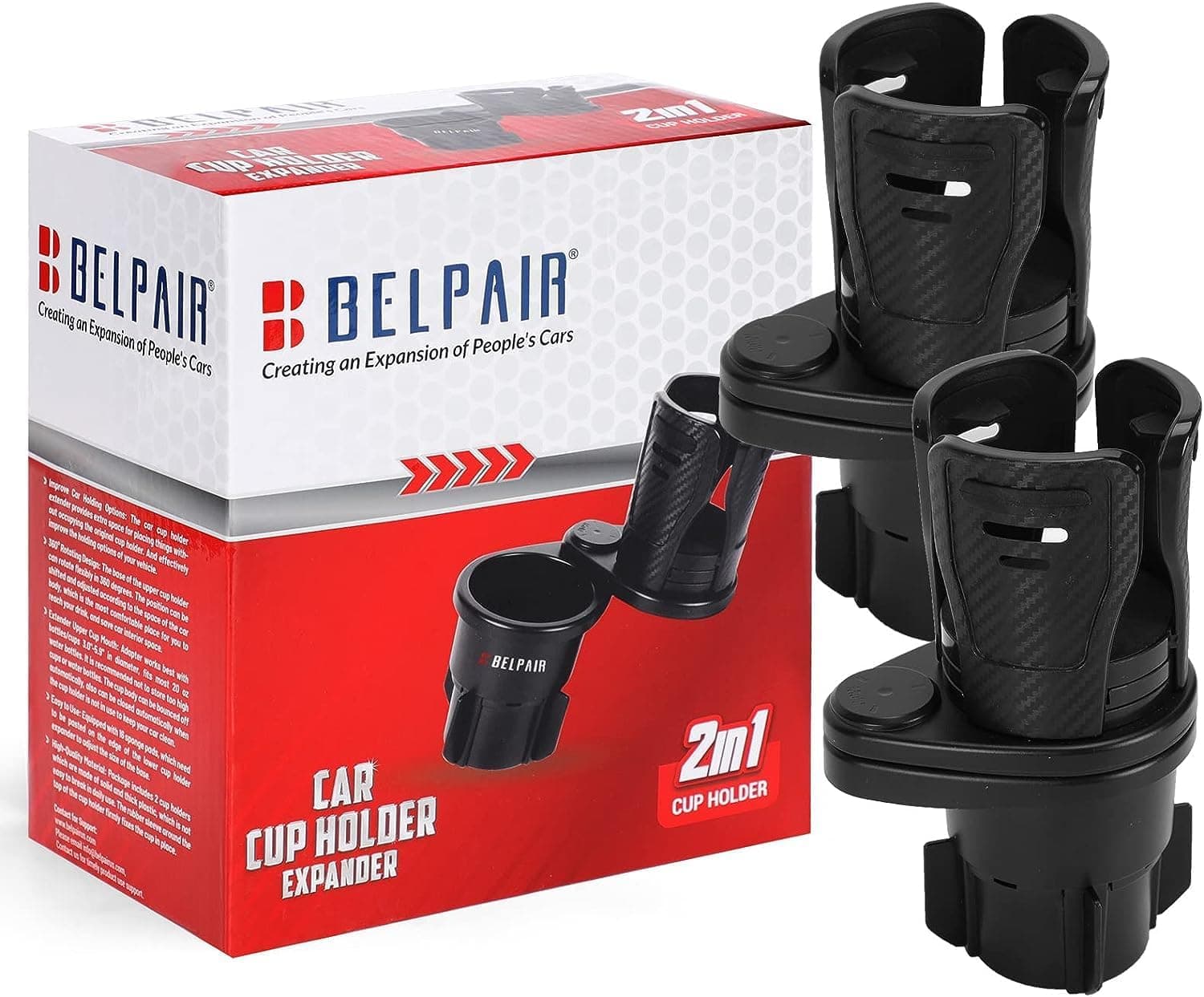 Car Cup Holder Expander 2 Pack, 360° Rotating Car Holder Insert Organizer All Purpose Drink Bottle Cupholder for Truck Cars 2-in-1 Multifunction Expandable Cup Station Your Extra Jeep Organizers