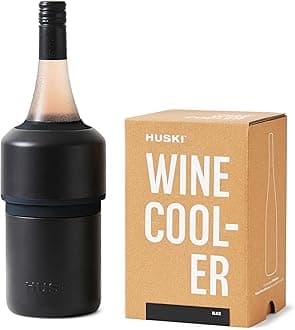 Huski Wine Cooler | Premium Iceless Wine Chiller | Keeps Wine or Champagne Bottle Cold up to 6 Hours | Award Winning Design | New Wine Accessory | Perfect Gift for Wine Lovers (Black)