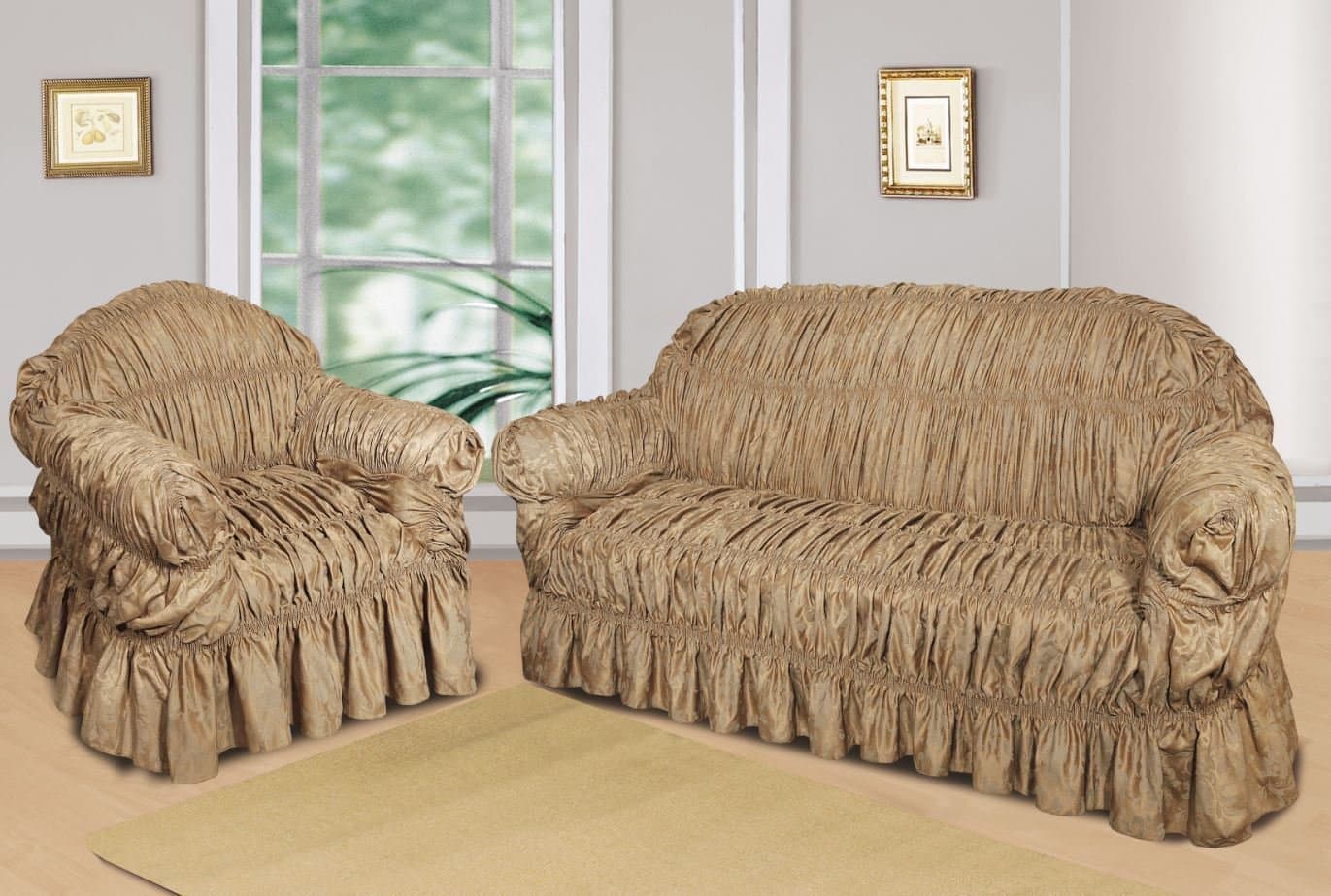 NTT Large Jacquard Sofa Covers for 1, 2 & 3 seater sofa/Arm Chair Alternate to Sofa Throw (Beige, 2 Seater)