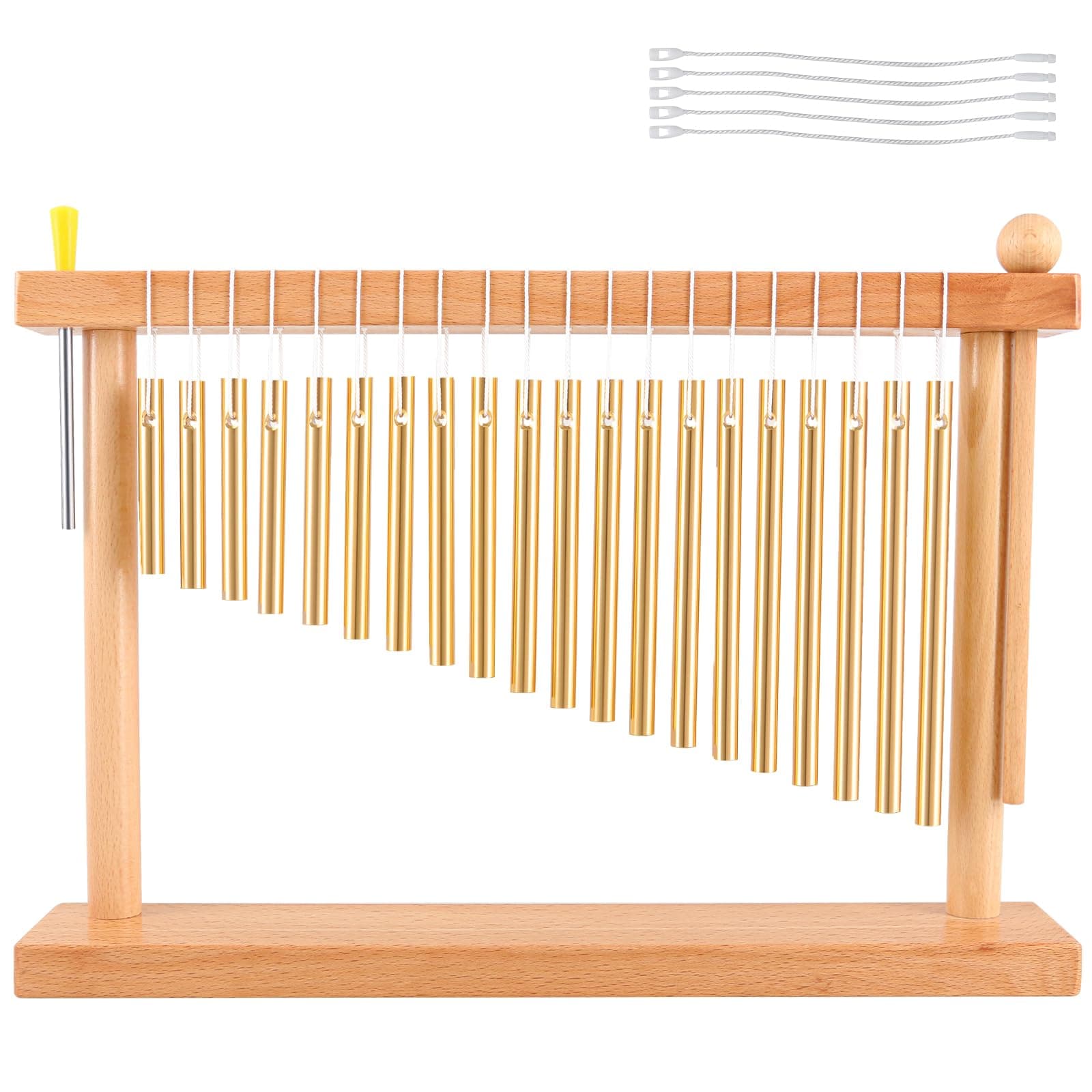 EASTROCK 20 Note Chime Table Wind Chime Bar Percussion Instrument Single Row Chime Hand Chimes Relaxing Meditation Healing Sound Desktop Decoration (Gold)