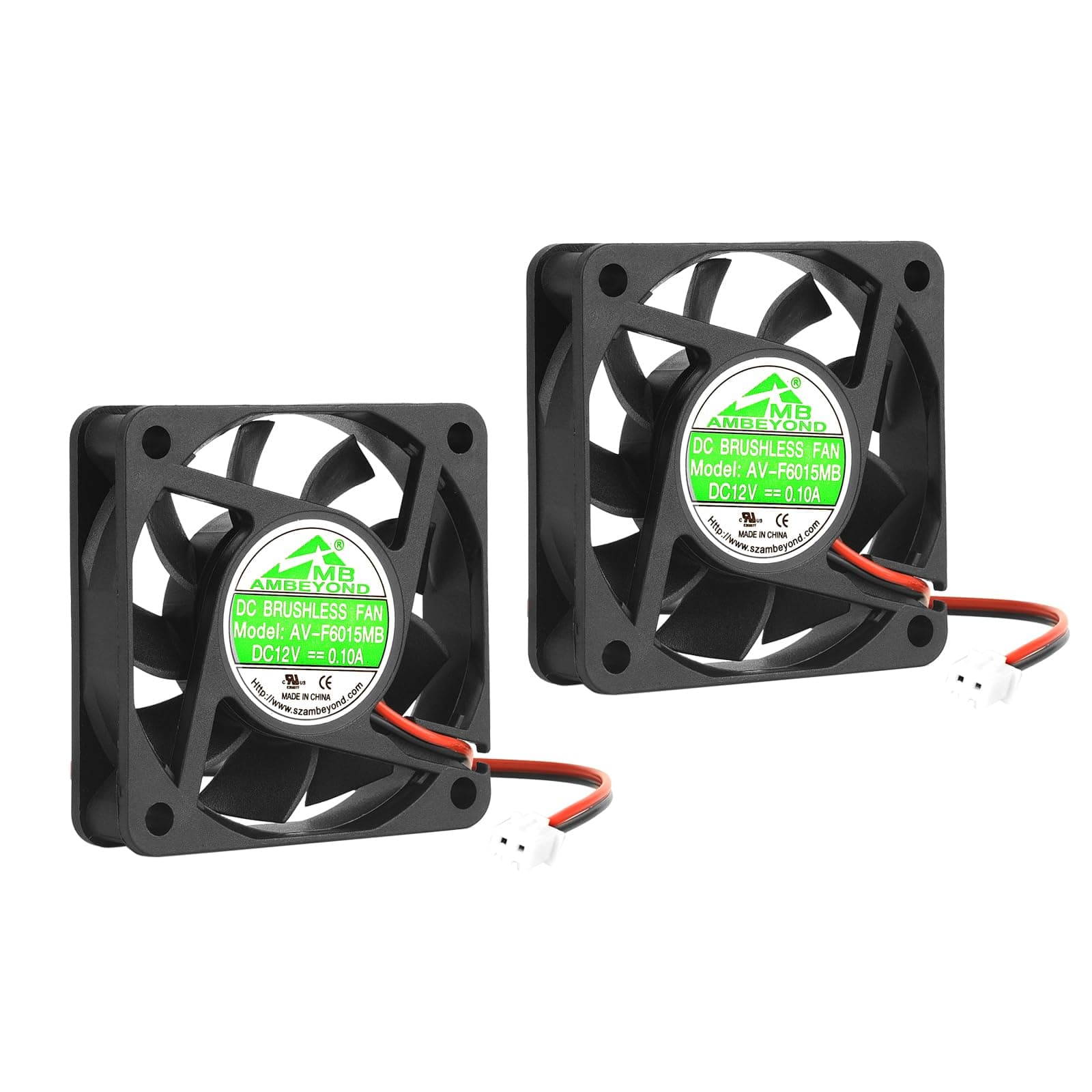 Security-01 2-Pack 60mm by 60mm by 15mm 6015 12V DC 0.10A Ball Bearing Brushless Cooling Fan 2pin