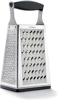 Stainless Steel Cheese Grater with Handle, 4 Sided Box Grater for Kitchen, Ginger Grater Dishwasher Safe, Fruit and Vegetables Slicer, Cheese Shredder for Potato, Chocolate, Parmesan, Ginger
