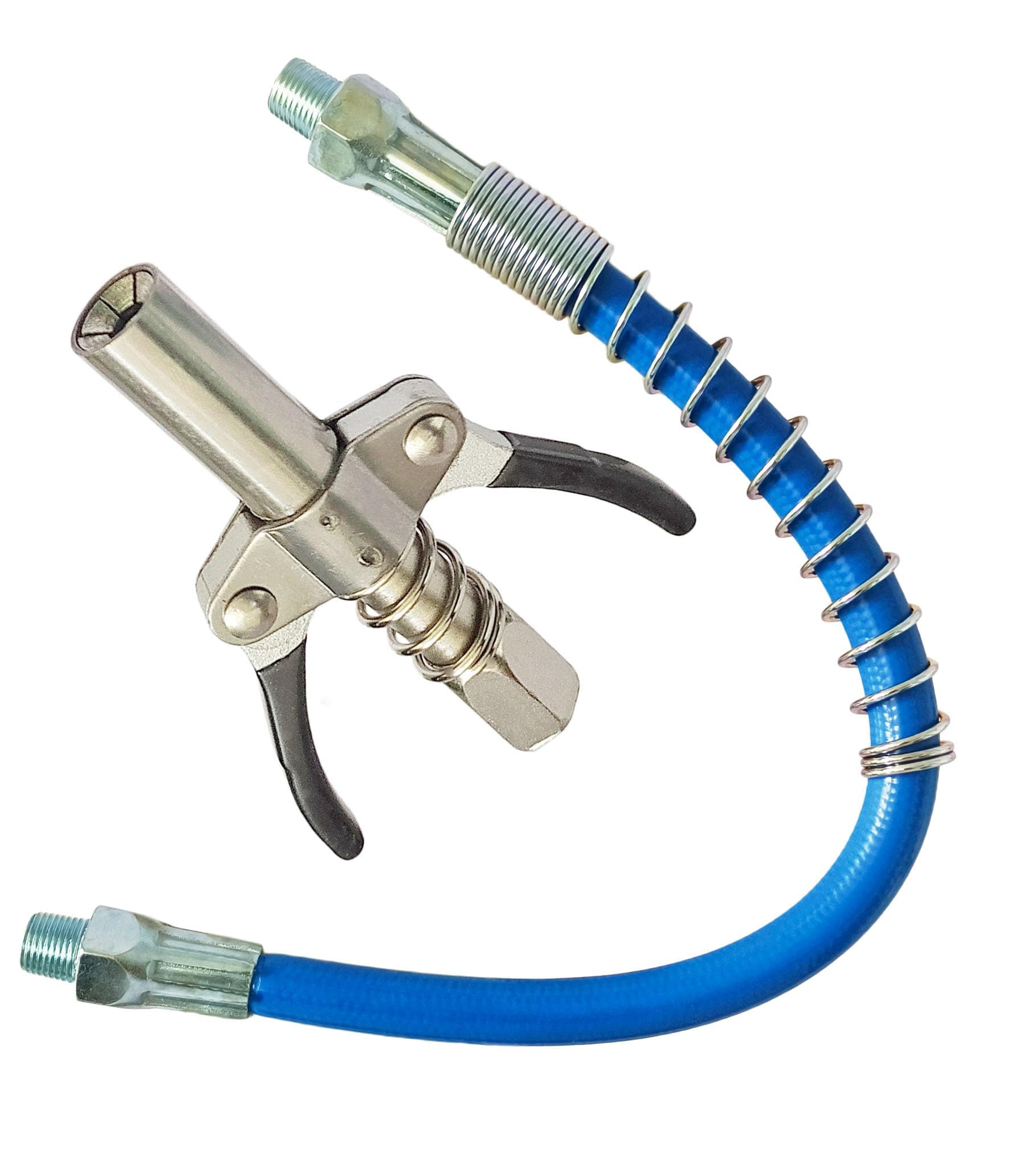 1pc Double handle Grease Gun Coupler with 1pc 30cm Hose 10000 PSI compatible with All Grease Guns 1/8"