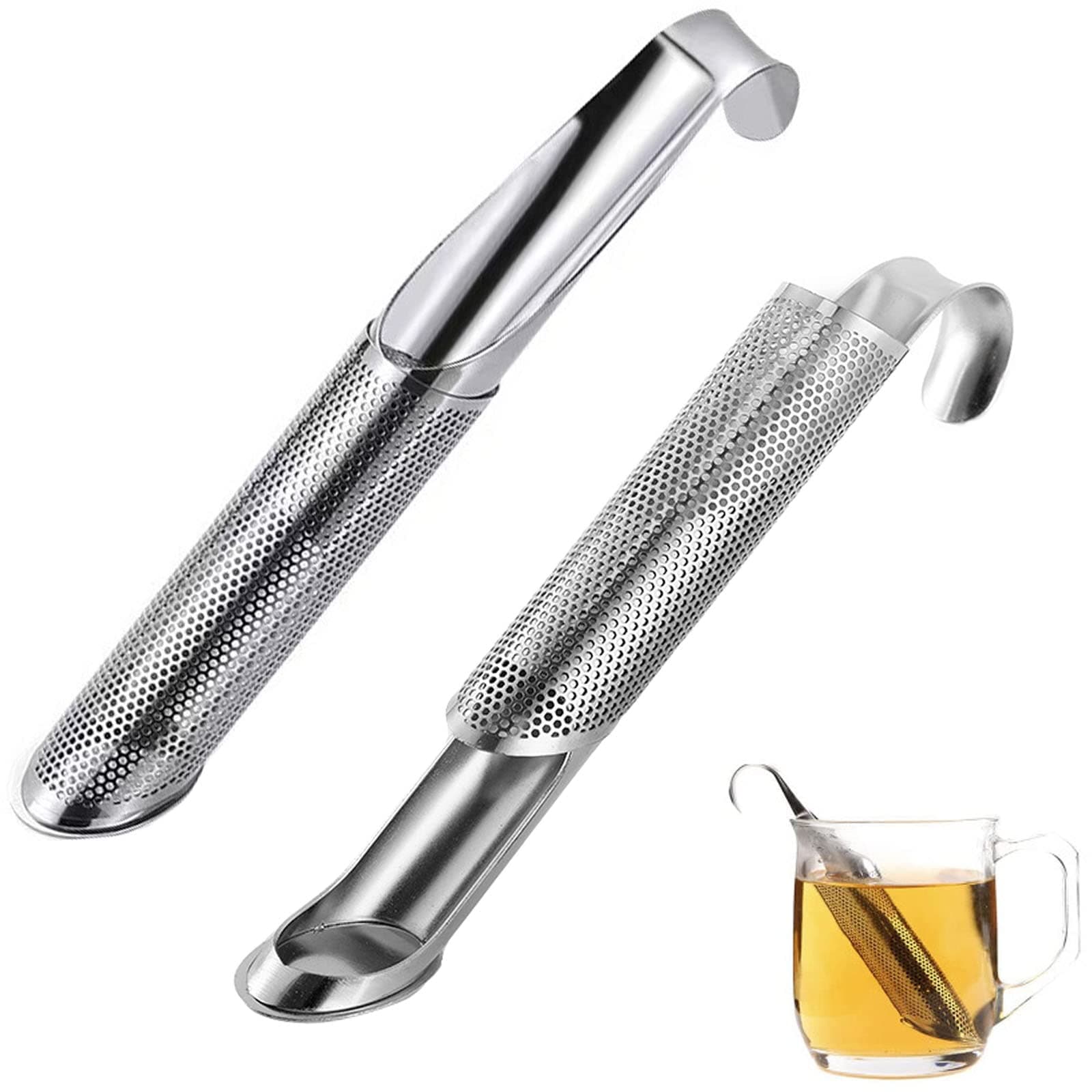 Tea Infuser, Tea Strainer for Loose Tea, Loose Leaf Tea Steeper Diffuser, Stainless Steel Fine Mesh Tea Filter, Reusable Metal Tea Infusers for Coffee, Rose, Spices (2 Pcs)