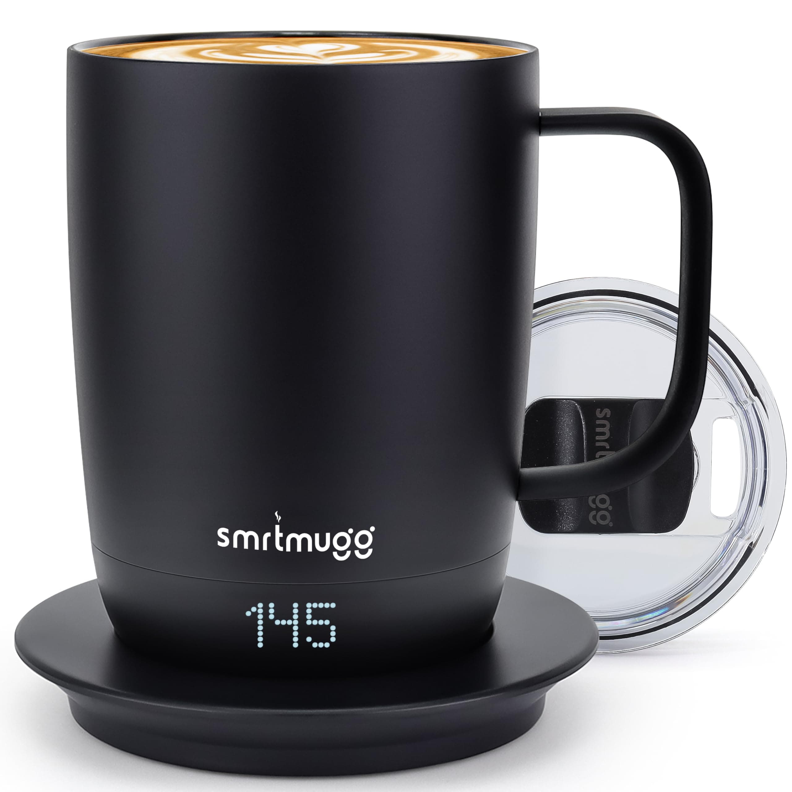 SMRTMUGG PRO 14 oz. Self-Heating Coffee Mug – 4-Hour Battery Life, Adjustable Temperature Control, LCD Display, One-Touch Adjustment, Magnetic Slider Lid – Keep Your Coffee Hot for Hours!