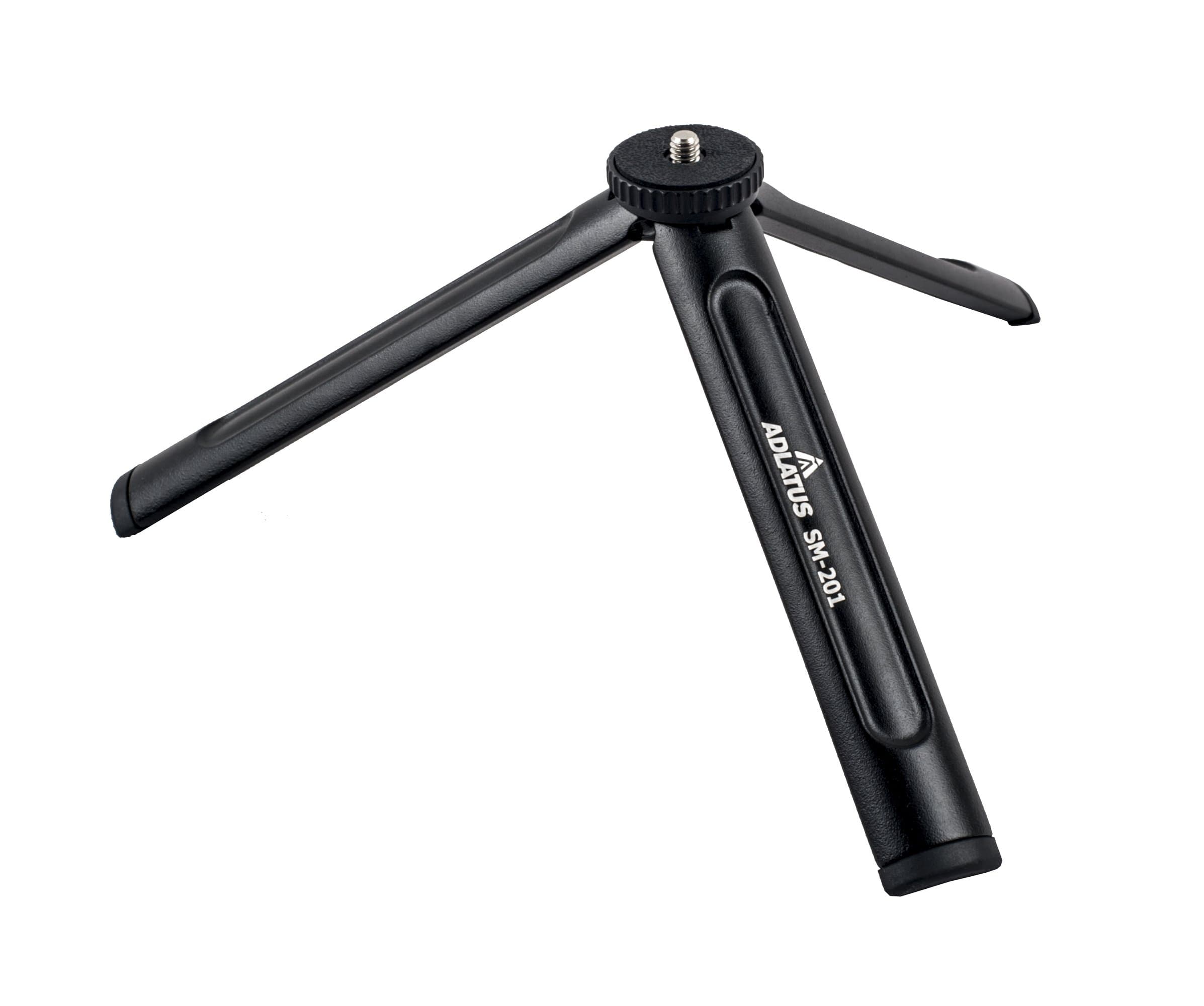 SM-201 Aluminium Mini Tripod Stand (Maximum Load 1 kg, Table Tripod for Mobile Phone, GoPro, iPhone, Smartphone, Compact and Lightweight – Also Suitable for Use as Handle)
