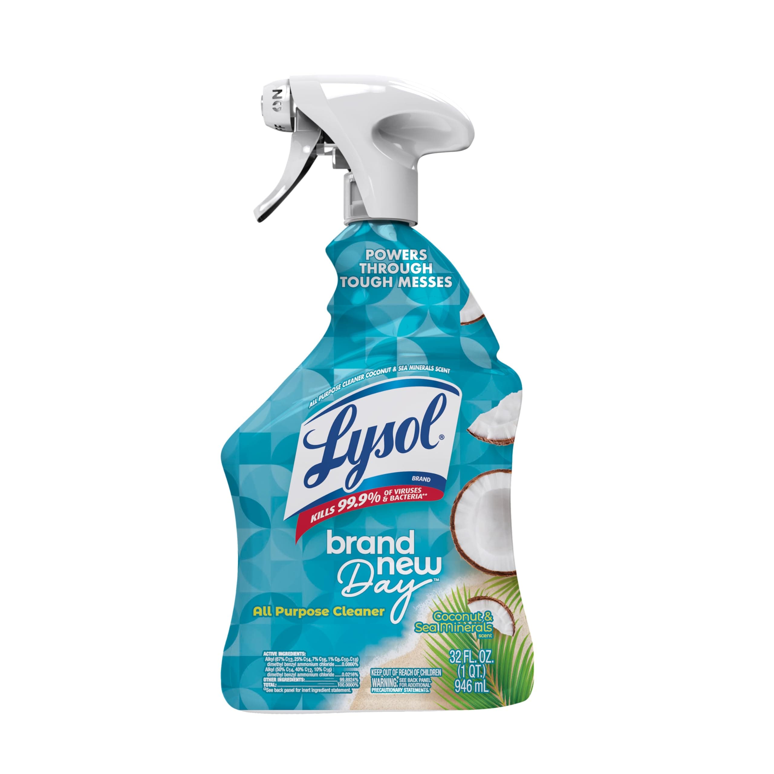 Lysol All Purpose Cleaner Spray, Multi-Purpose Disinfecting Spray, Kitchen & Bathroom Cleaner, Coconut & Sea Minerals Scent, 32 Fl Oz