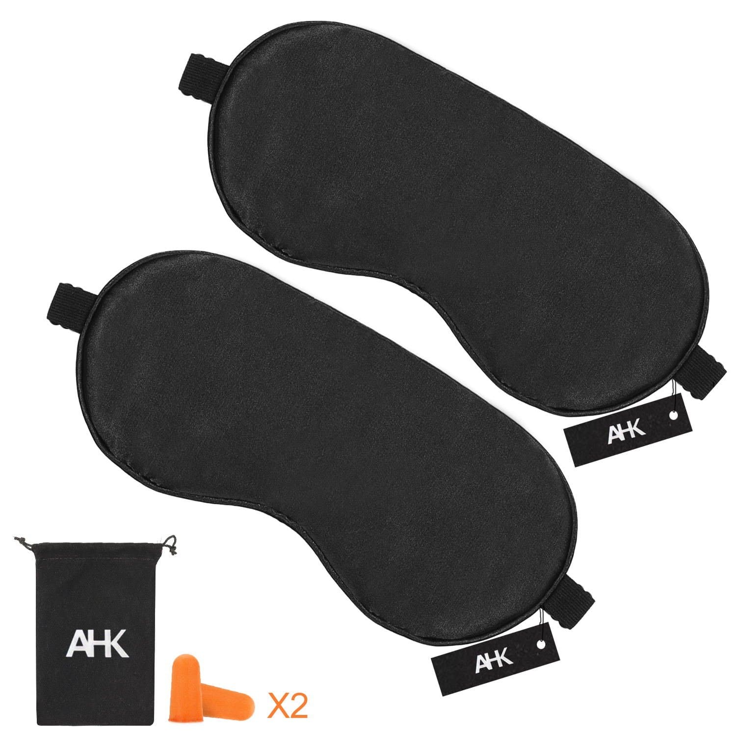 AHK 2pc Pack Real Silk Sleep Mask Eye Mask,Soft and Comfortable for Eyes,Eyes shade,Blindfold