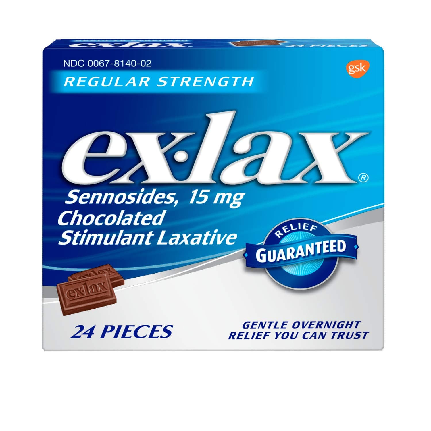 ex-lax Regular Strength Chocolated Stimulant Laxative Constipation Relief Pills for Occasional Constipation, Chocolate Laxatives - 24 Count