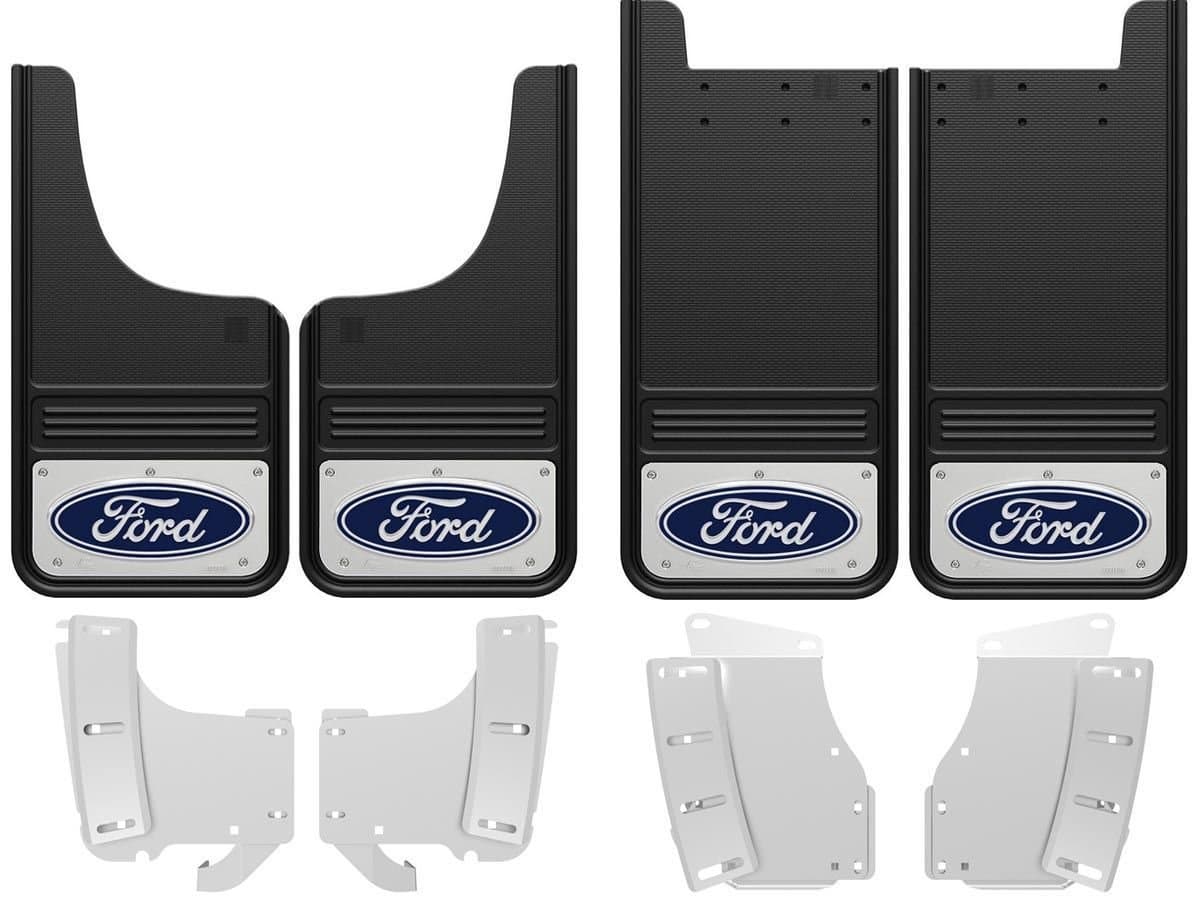 Mud Flaps with Blue Ford Logo - Fits 2017-2020 Ford F250/F350 Super Duty - Front & Rear Set