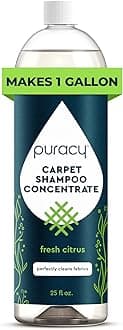 Puracy Professional Carpet Cleaner Machine Detergent, 4x Concentrated Upholstery Cleaner, Natural Carpet Shampoo, Pet Stain Remover & Deodorizer, Makes 20 Gallons of Cleaning Solution, 25 Ounce