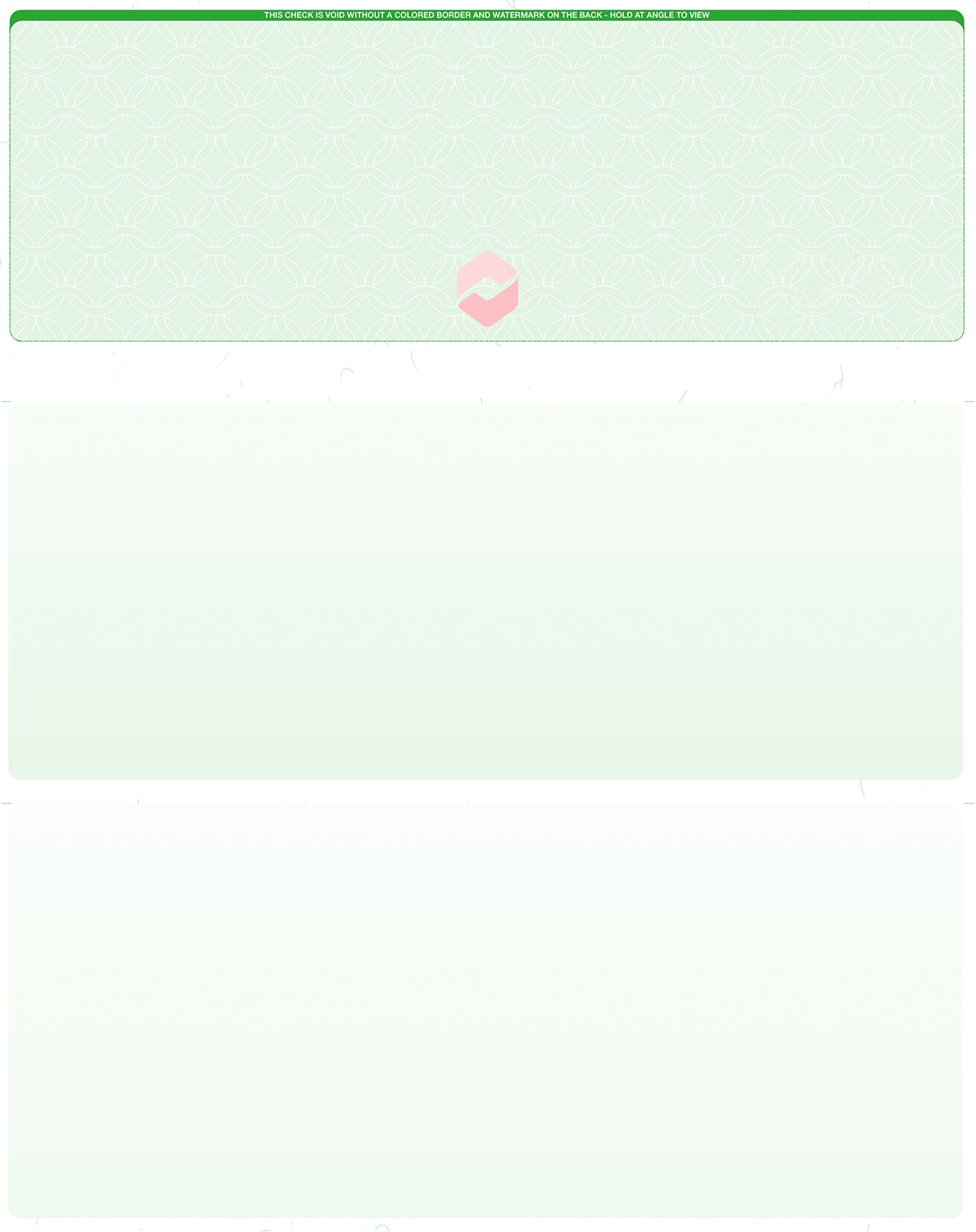 Blank Check Stock (Chain) - 500 Sheets - Check on Top (Green)