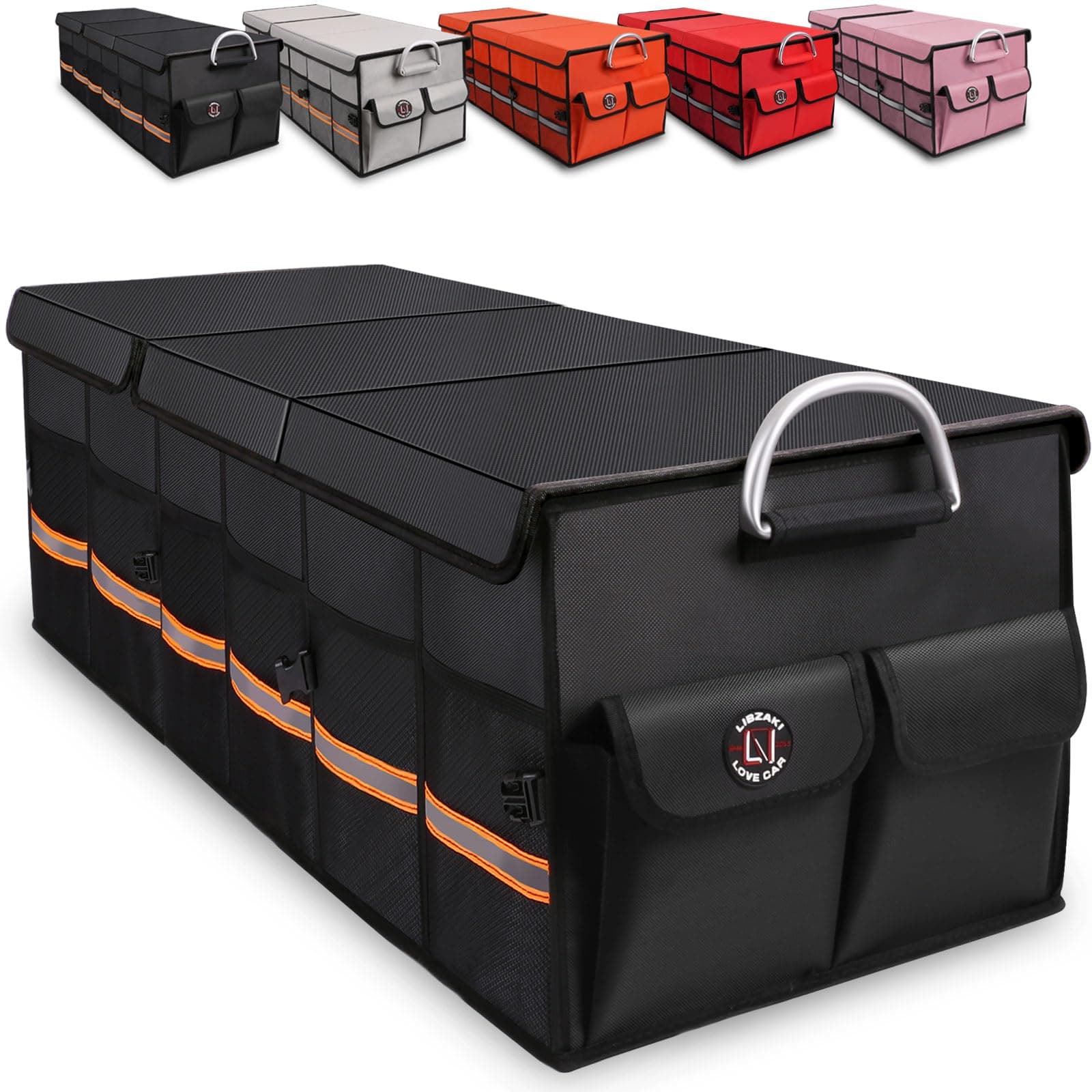 Trunk Organizer Cargo Organizer Trunk Storage Waterproof Collapsible Durable Multi Compartments-((Oversize,Black)