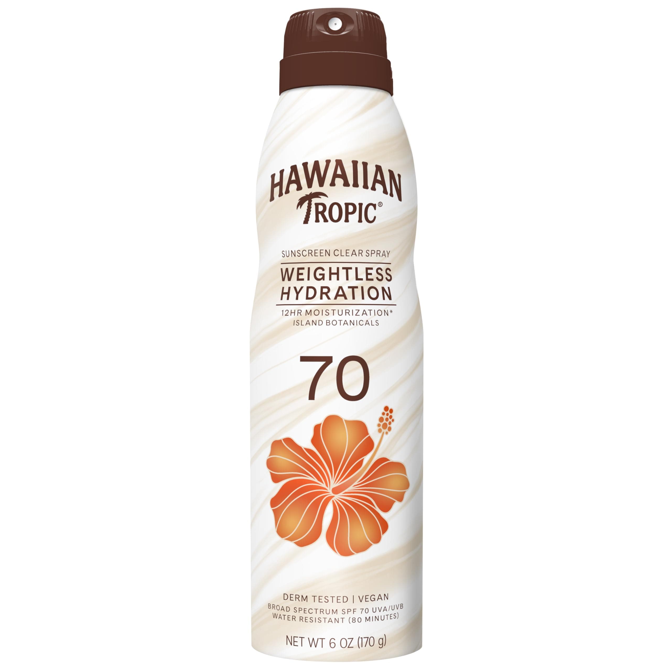 Weightless Hydration Sunscreen Spray SPF 70, 6oz | High SPF Sunblock, Oxybenzone-Free, Hawaiian Tropic Spray Sunscreen, 6oz