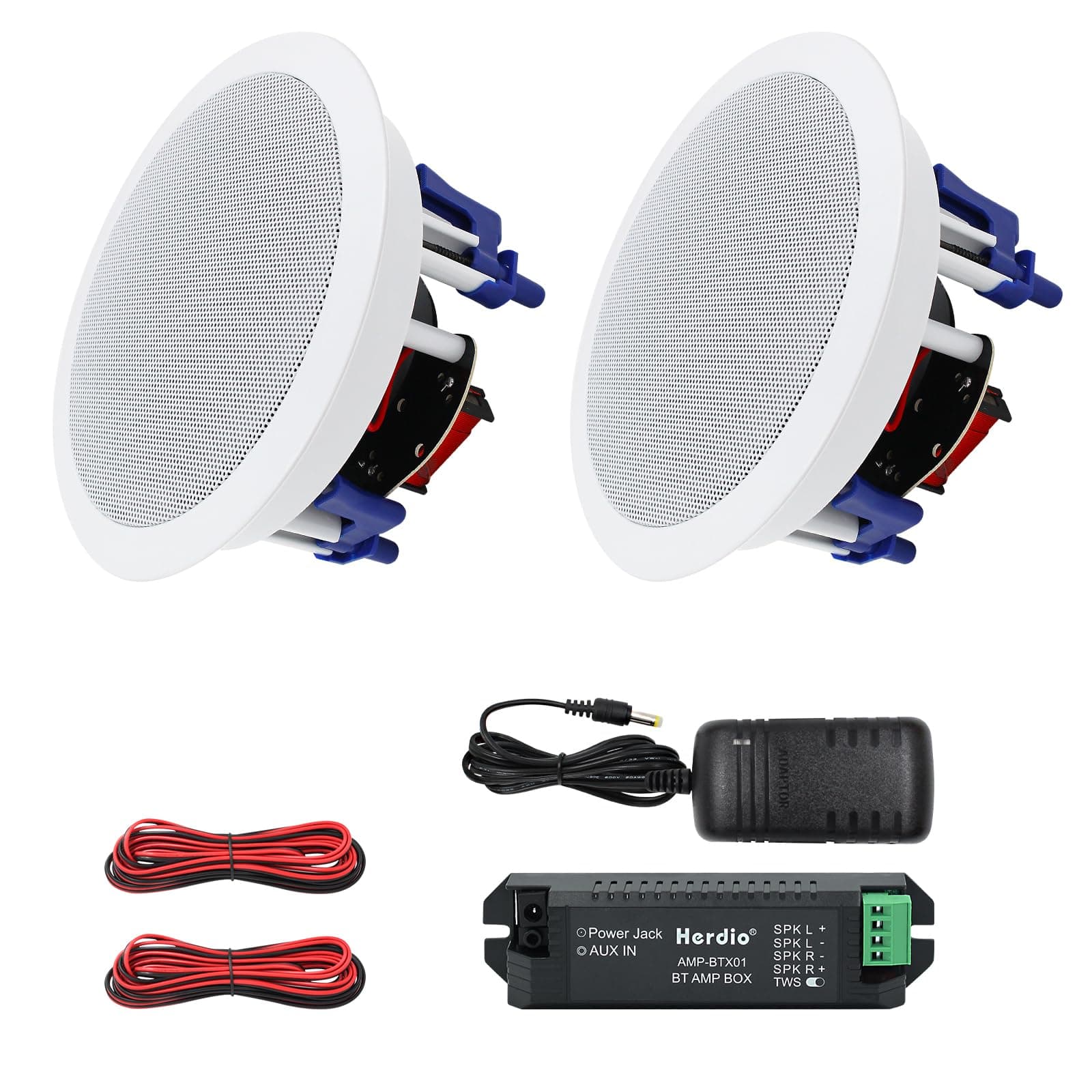5.25 Inch Bluetooth Ceiling Speakers Home Recessed Speaker System 300 Watts Suitable for Humid,Kitchen,Bedroom,Bathroom,Covered Patio (A Pair)