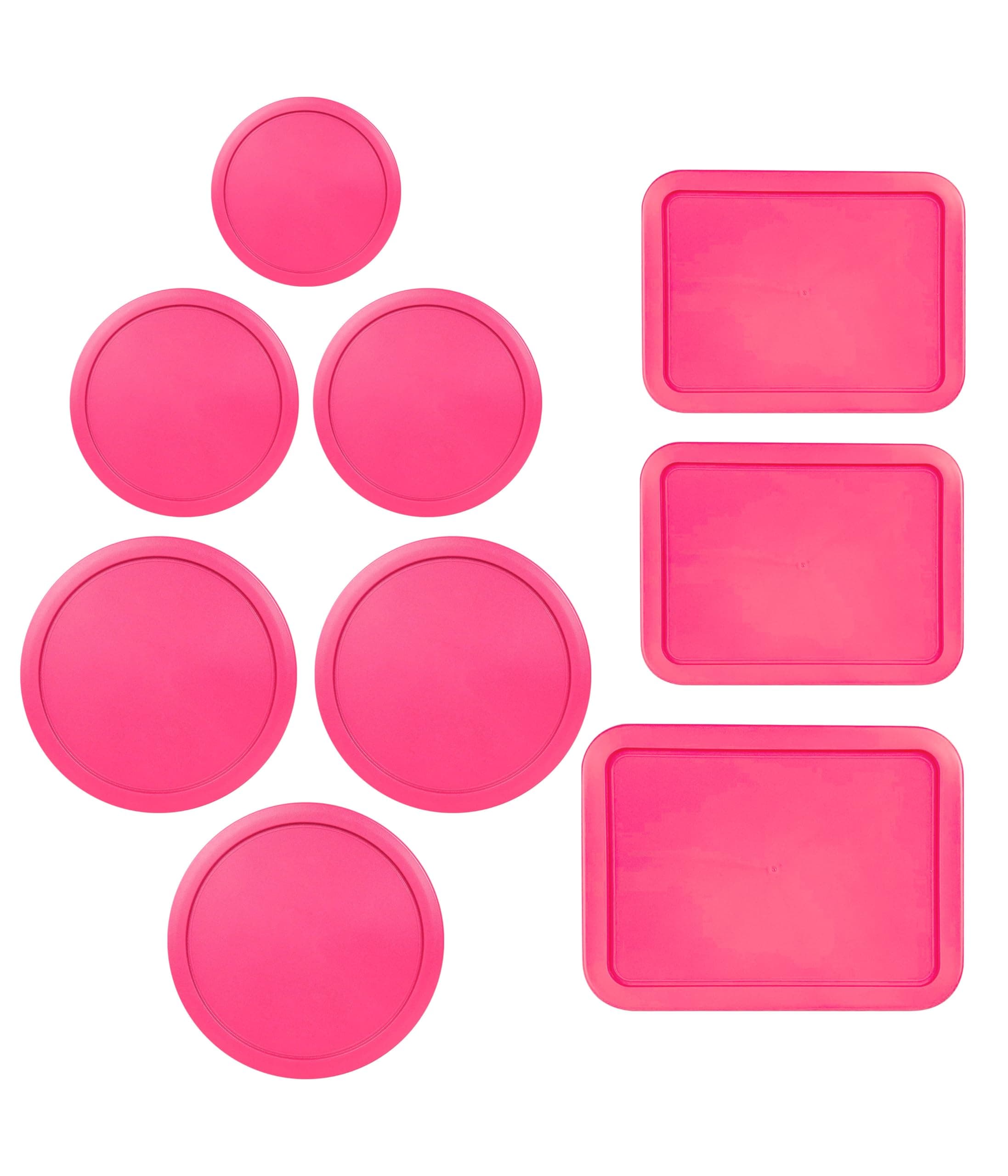 Replacement Lids for Pyrex Glass Food Storage Containers Rectangular (1) 1-Cup (2) 2-Cup (2) 4-Cup (1) 7-Cup (2) 3-Cup (1) 6-Cup Round Rectangle (Fuchsia)